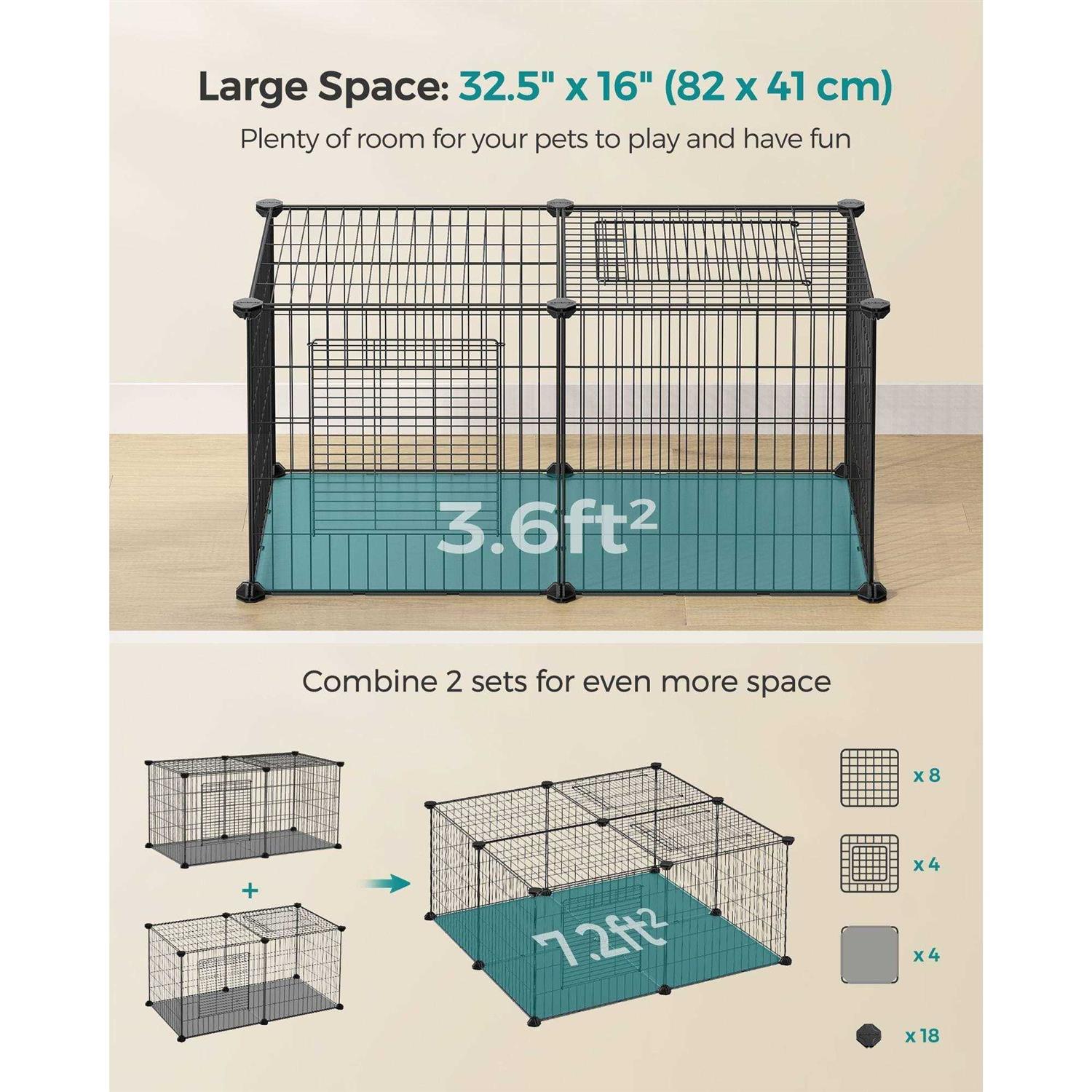SONGMICS Small Animal Playpen with Top and Base