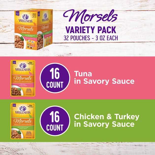 Wellness Healthy Indulgence Natural Grain Free Wet Cat Food Morsels Variety Pack