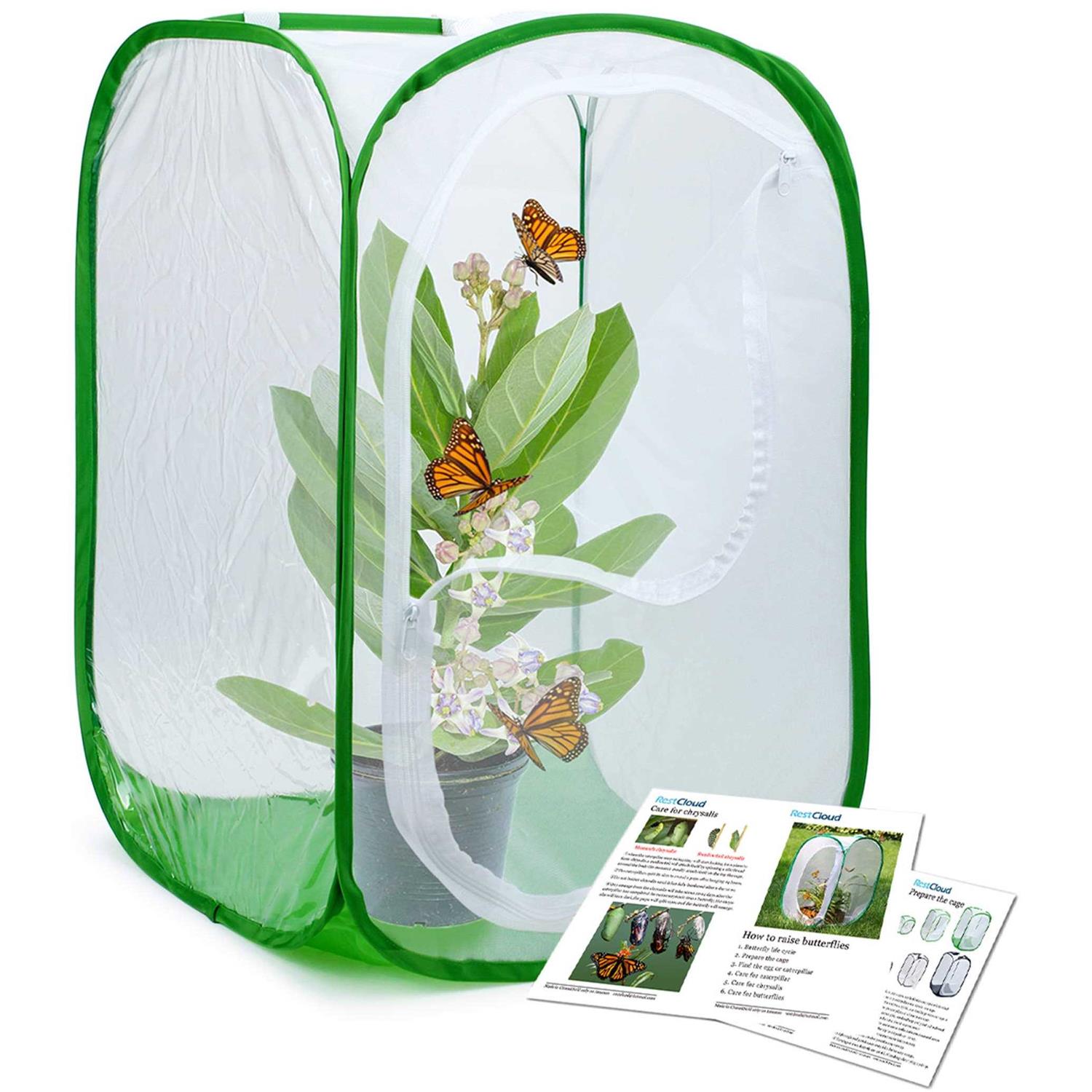 RESTCLOUD Insect and Butterfly Habitat Cage Terrarium Pop-up Tall