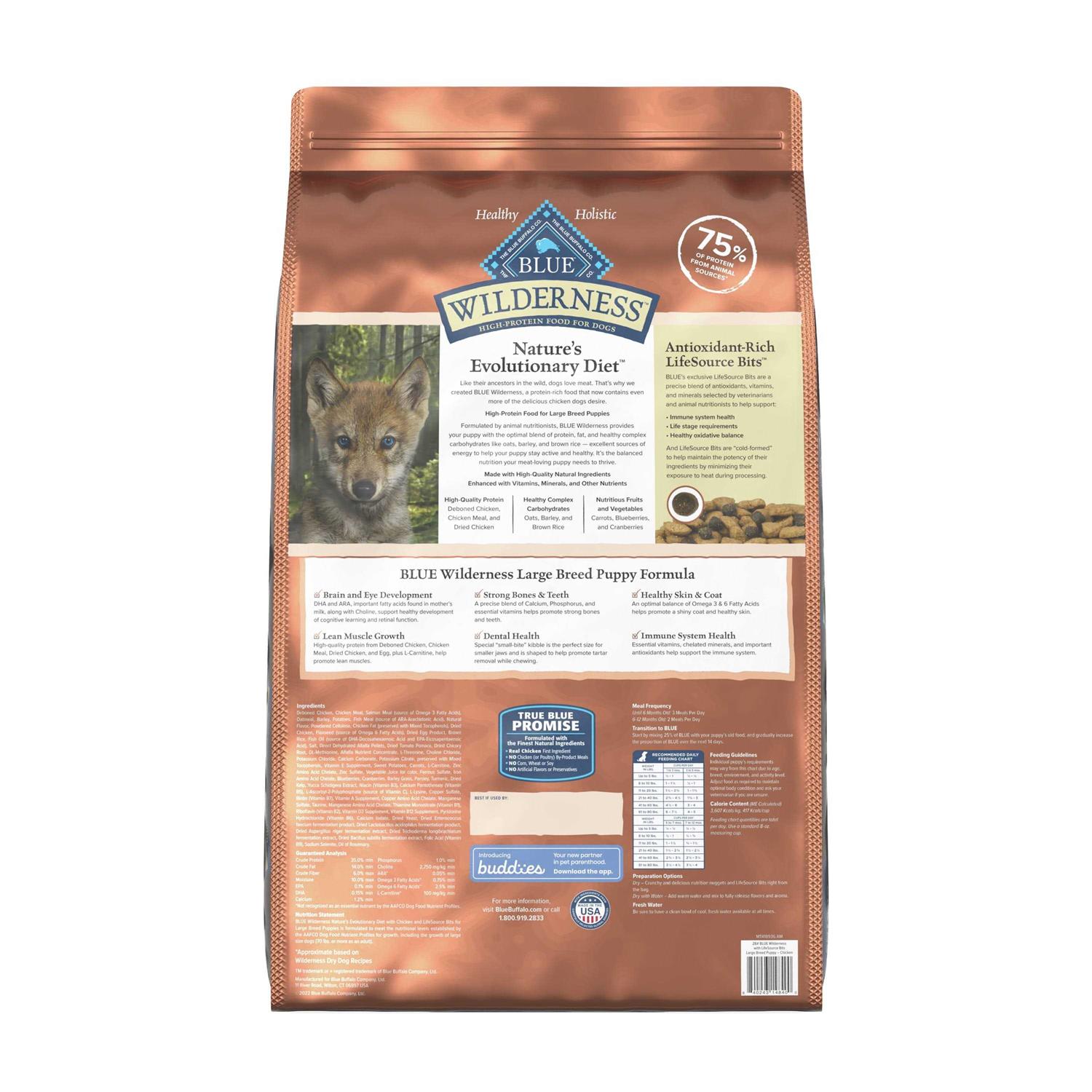 Blue Buffalo Wilderness Large Breed Puppy High Protein Natural Chicken & Wholesome Grains Dry Dog Food