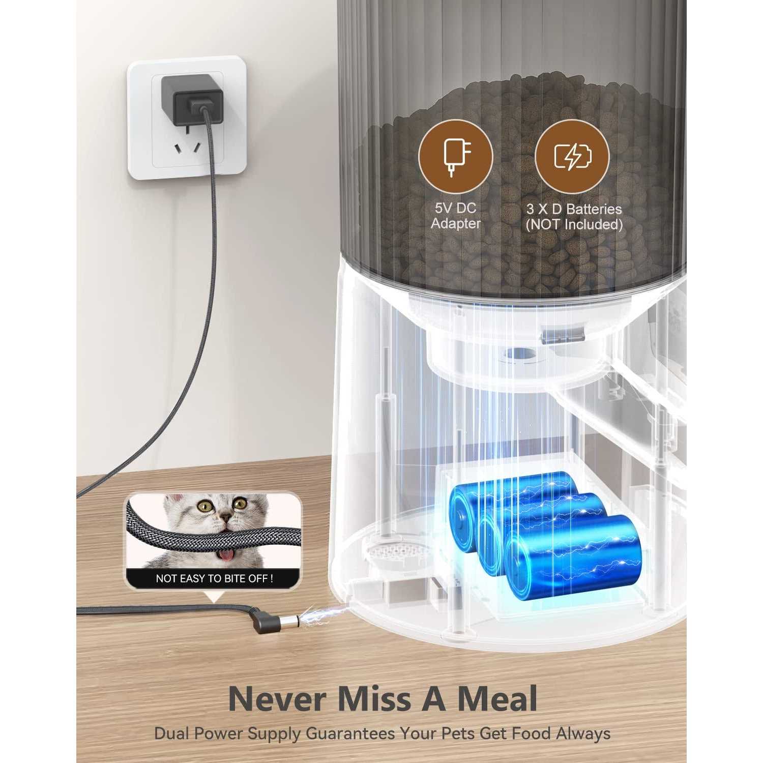 PETULTRA Automatic Cat Feeders, Timed Dog Feeder 4L Programmable Control 1-4 Meals Pet Dry Food Dispenser with Desiccant Bag for Cats and Small Medium