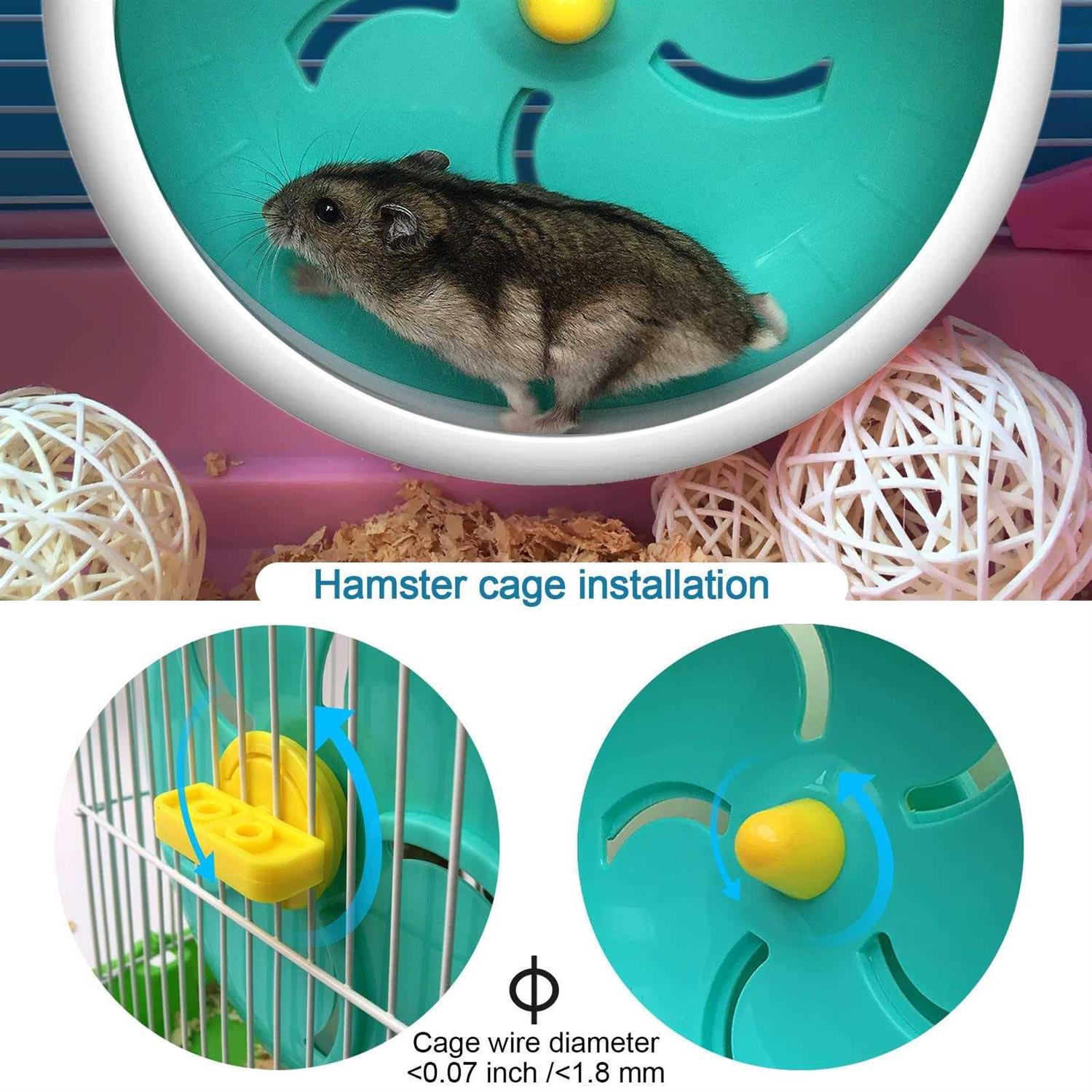 lazYYzal Hamster Wheel,Silent Hamster Wheel,Silent Wheel,Quiet Hamster Wheel,Super-Silent Hamster Exercise Wheel,Adjustable Stand Silent Hamster Wheel