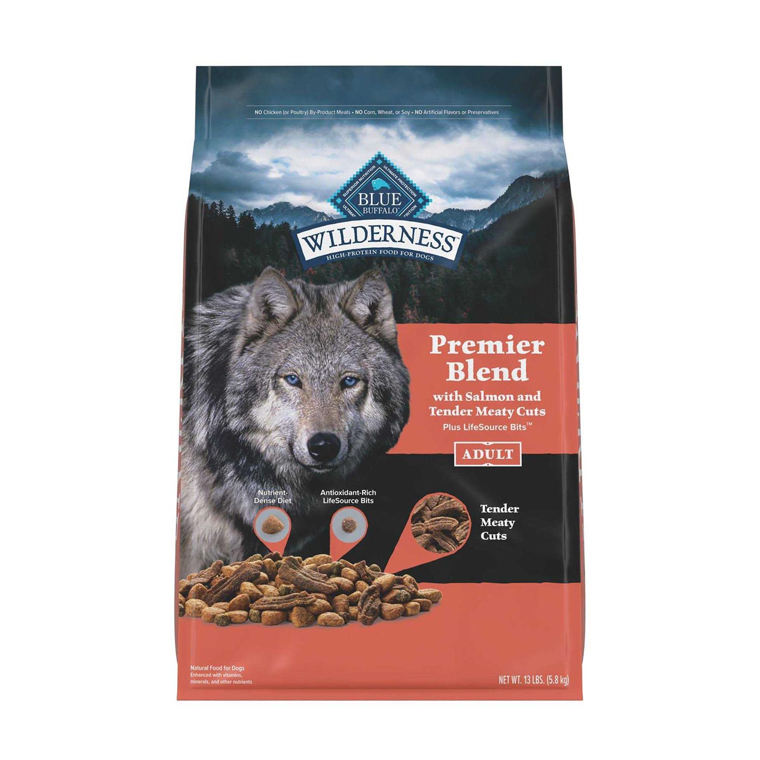 Blue Buffalo Wilderness Premier Blend Adult Natural Meaty Cuts Salmon Dry Dog Food