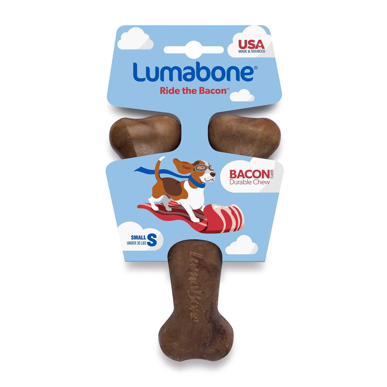 Lumabone Real Bacon Durable Wishbone Dog Chew Toy