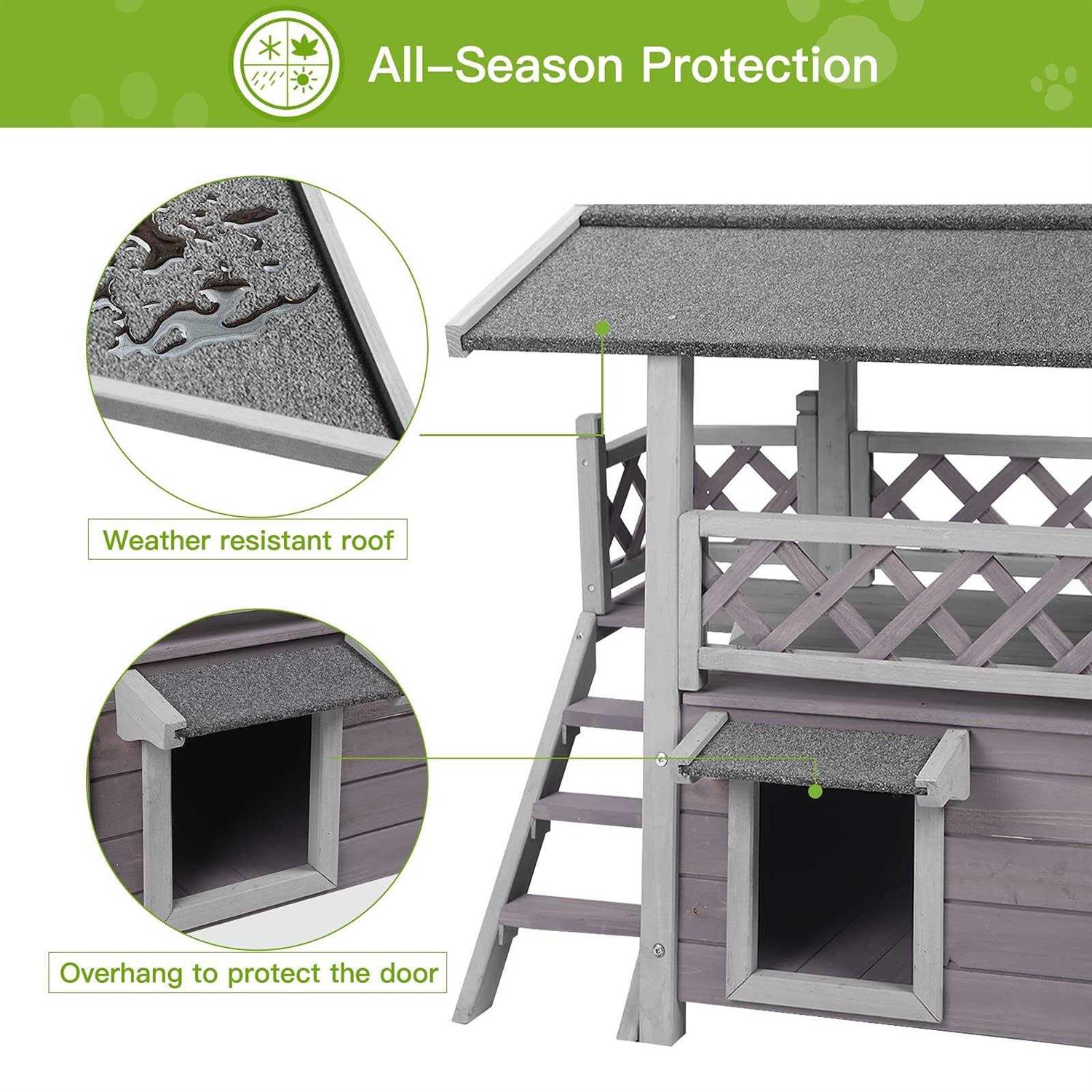 GUTINNEEN Cat House with Door for Feral Cats Rainproof Outside Kitty House 2 S AIR09-BS