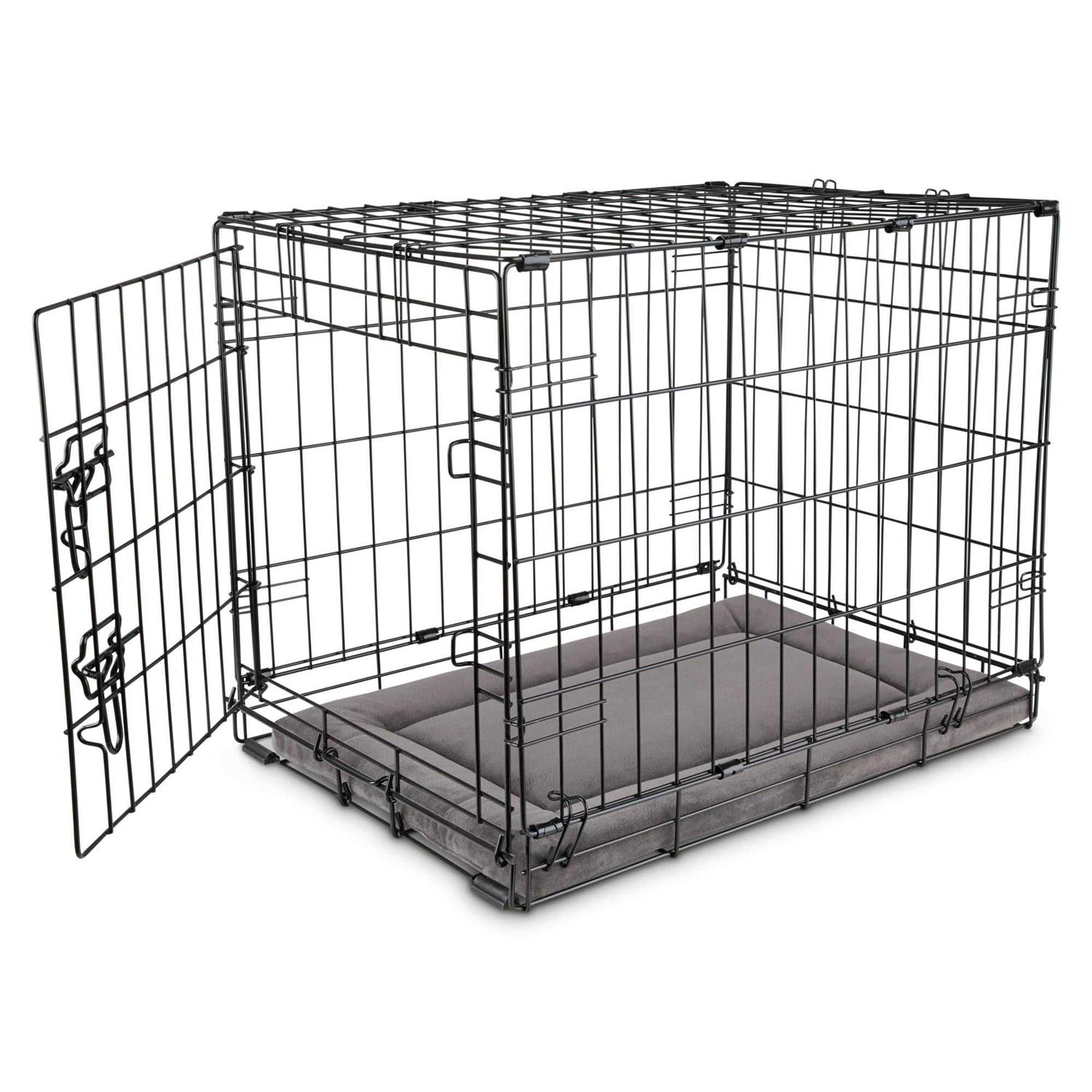 EveryYay Essentials Happy Place Dark Grey Velvet Dog Crate Mat and Pet Bed