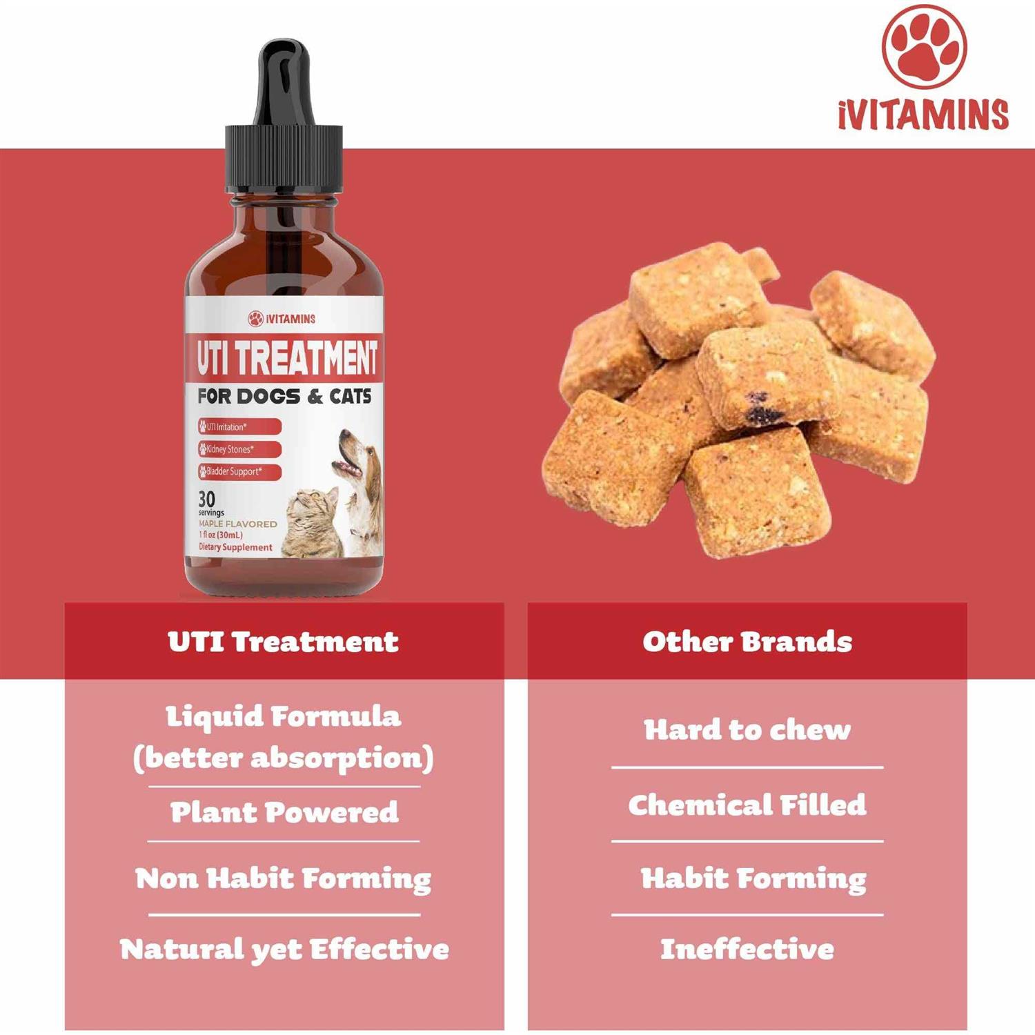 iVitamins Dog UTI Treatment Cat UTI Medicine Pumpkin for Dogs Cranberry Supplement for Dogs