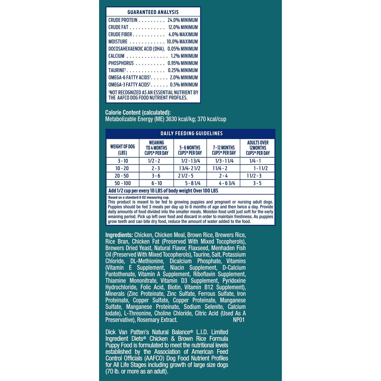 Natural Balance Limited Ingredient Diets Puppy Chicken & Brown Rice Dry Dog Food