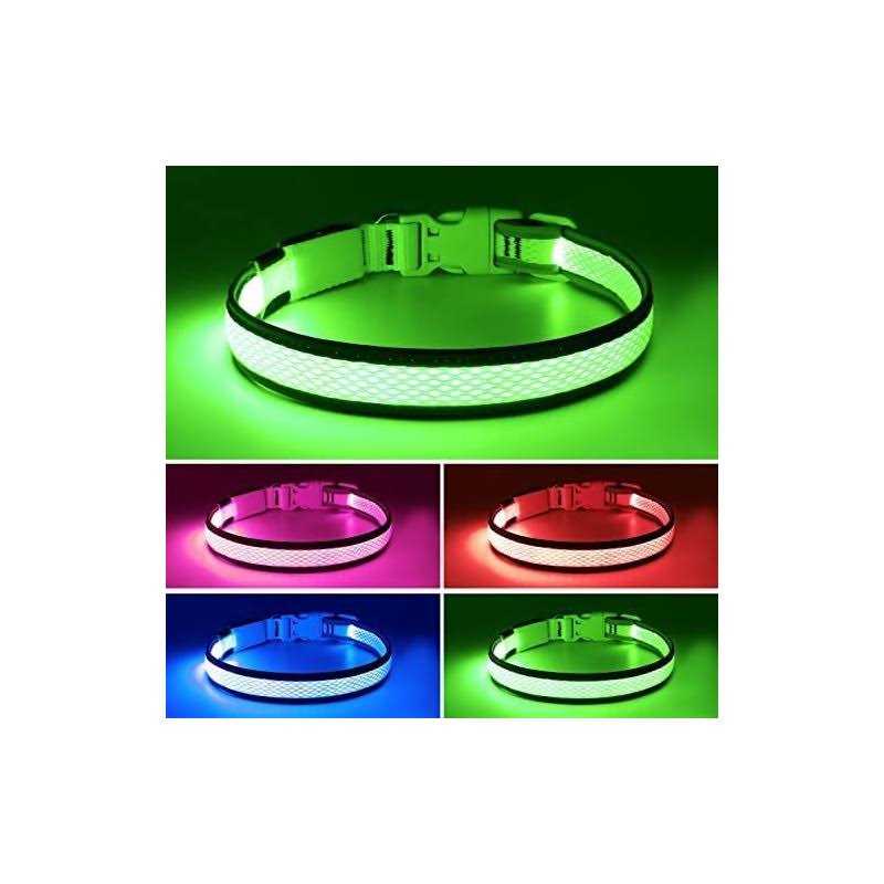 Flashseen LED Dog Collar USB Rechargeable Light Up Dog Collar Lights