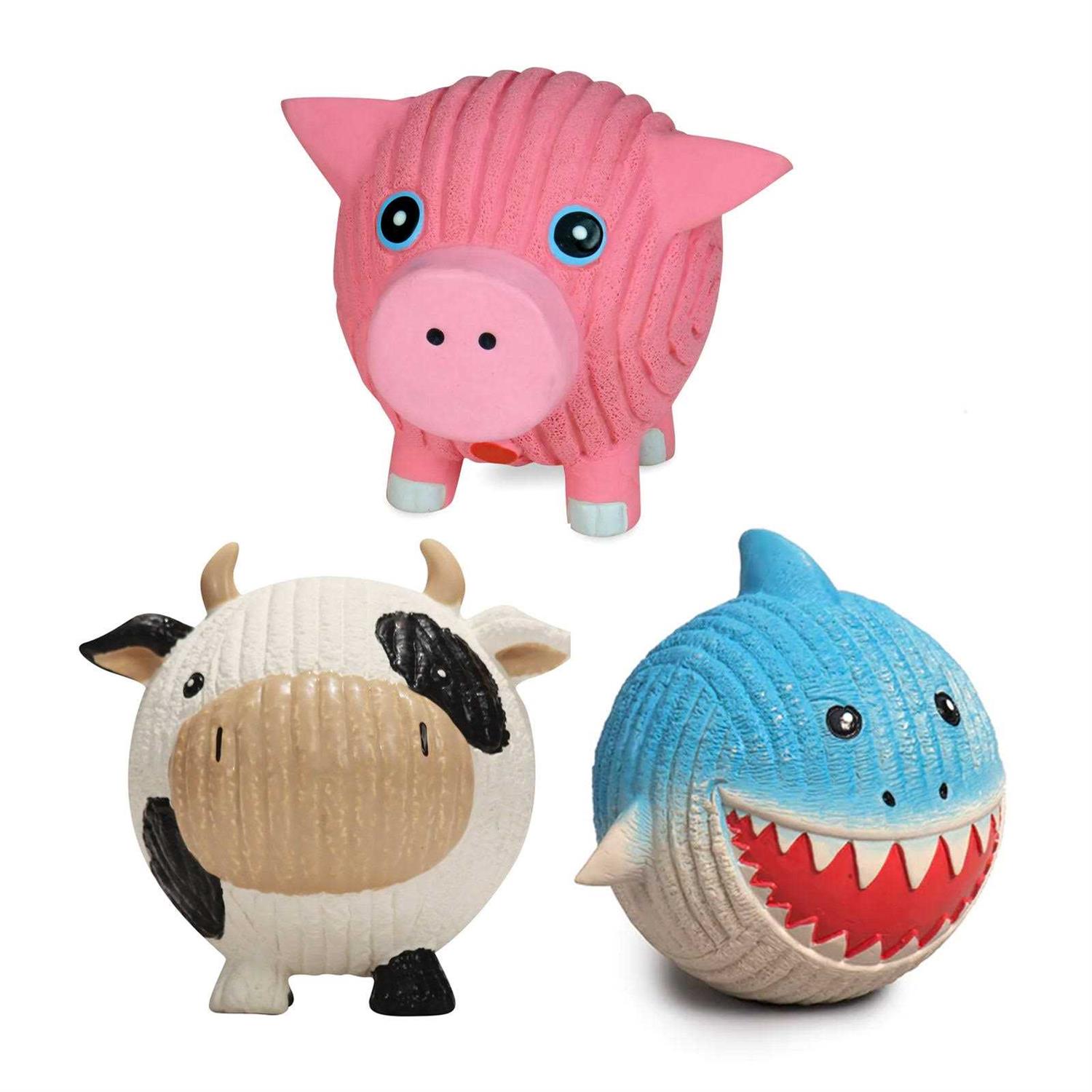 HuggleHounds Finn The Shark Ruff-Tex Ball Dog Toy