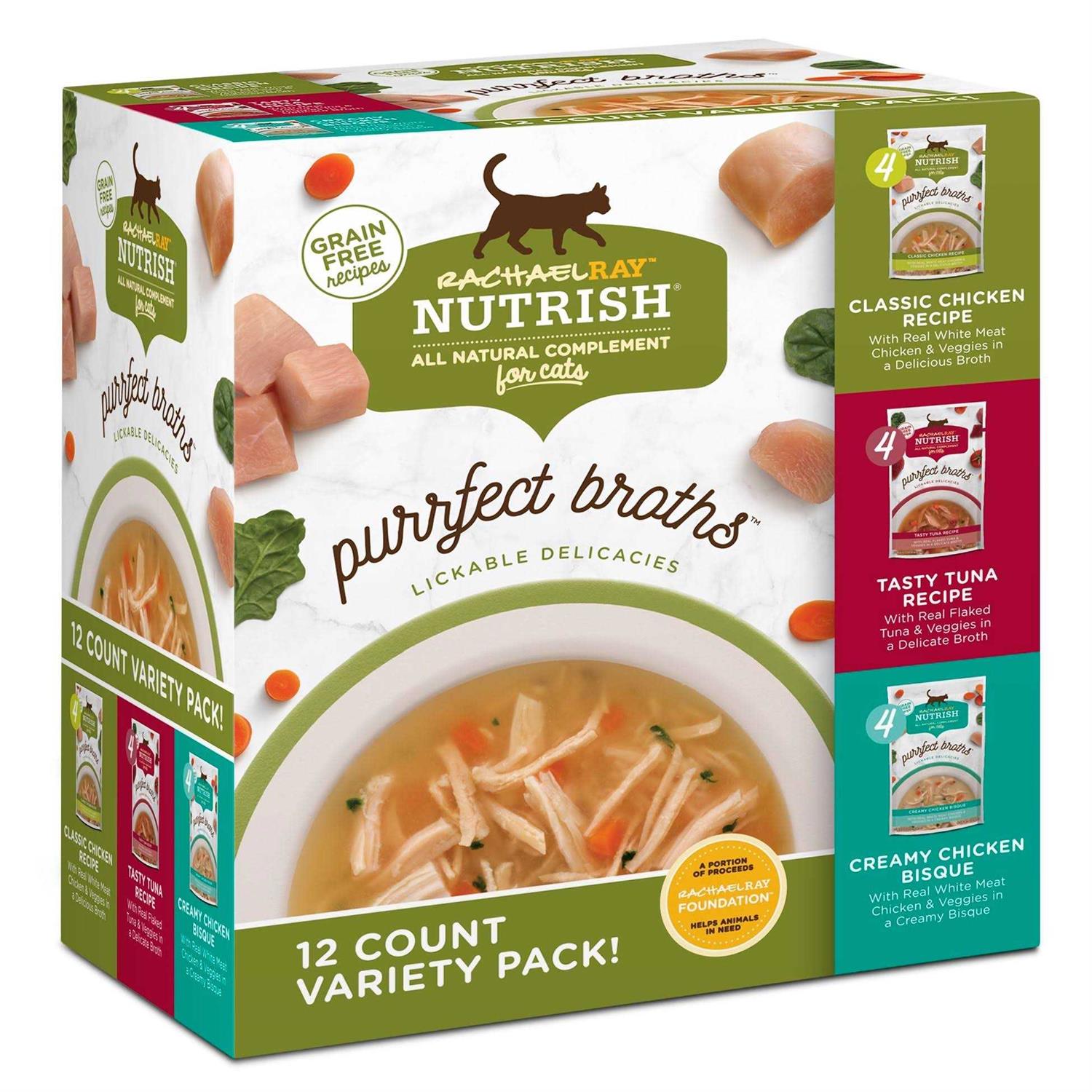 Rachael Ray Nutrish Purrfect Broths Natural Wet Cat Food Variety Pack