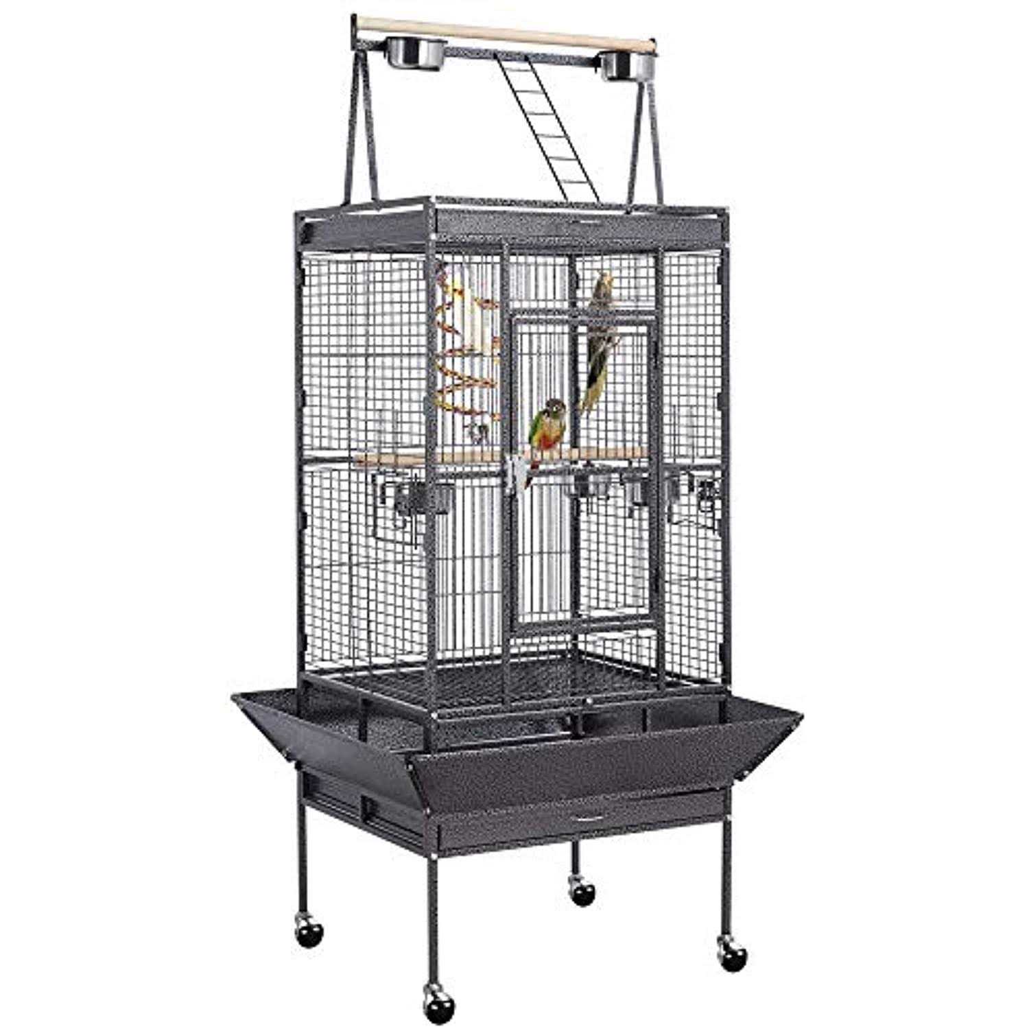 Yaheetech Wrought Iron Rolling Large Parrot Bird Cage for African Grey Small Quaker