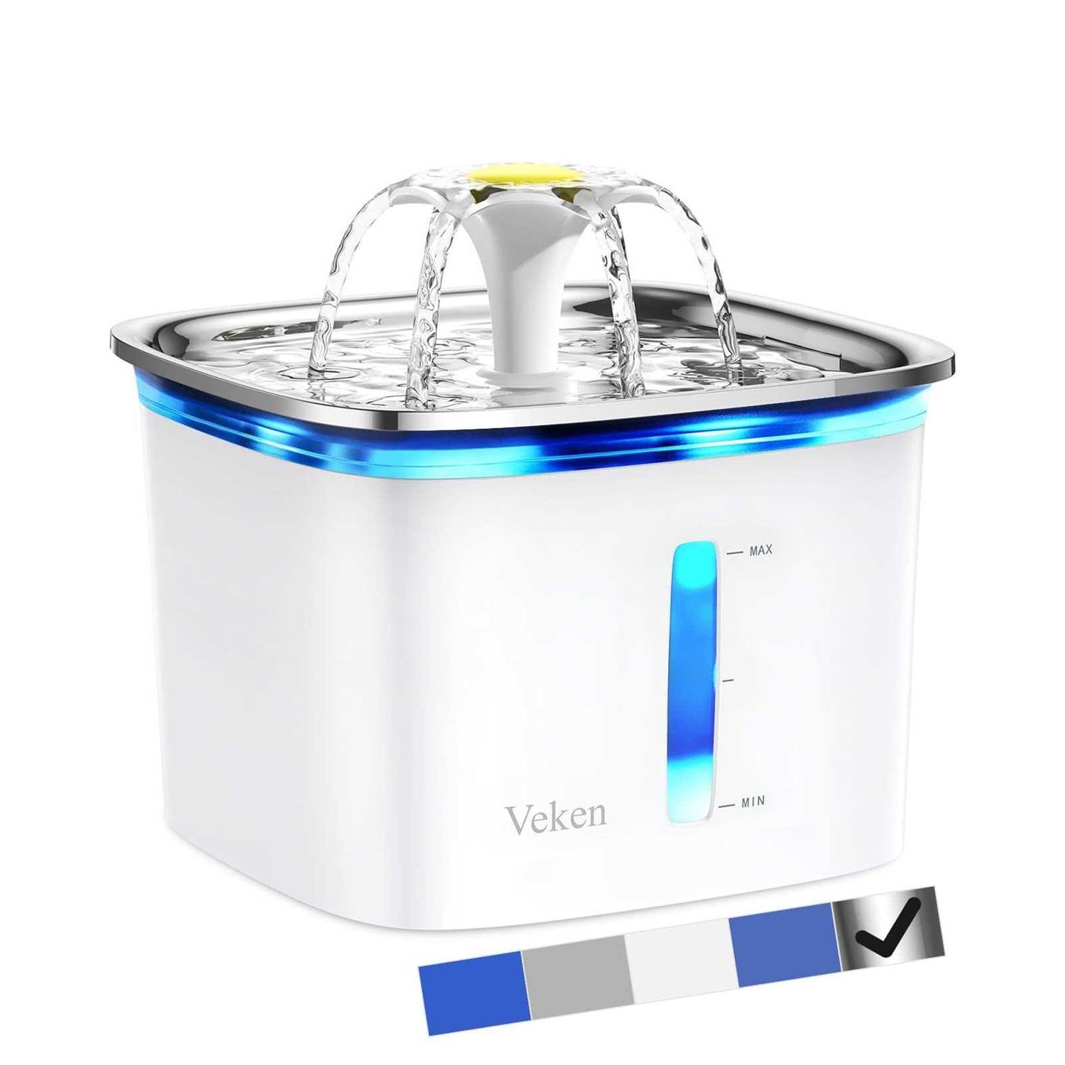 Veken 95oz/2.8L Pet Fountain Automatic Cat Water Fountain Dog Water Dispenser with Smart Pump for Cats