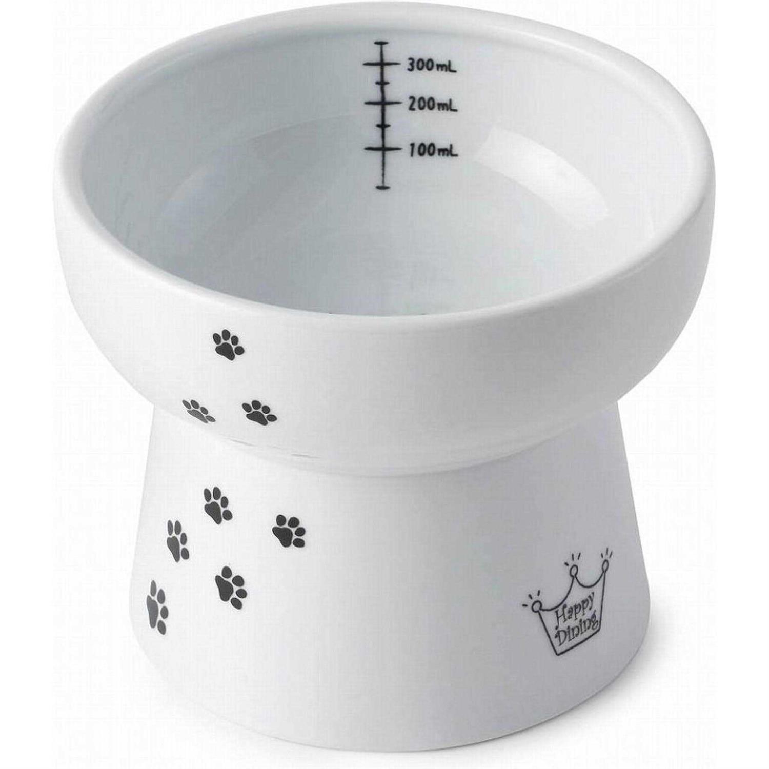 Necoichi Raised Cat Water Bowl, Elevated, with Measurement Lines, Dishwasher and Microwave Safe