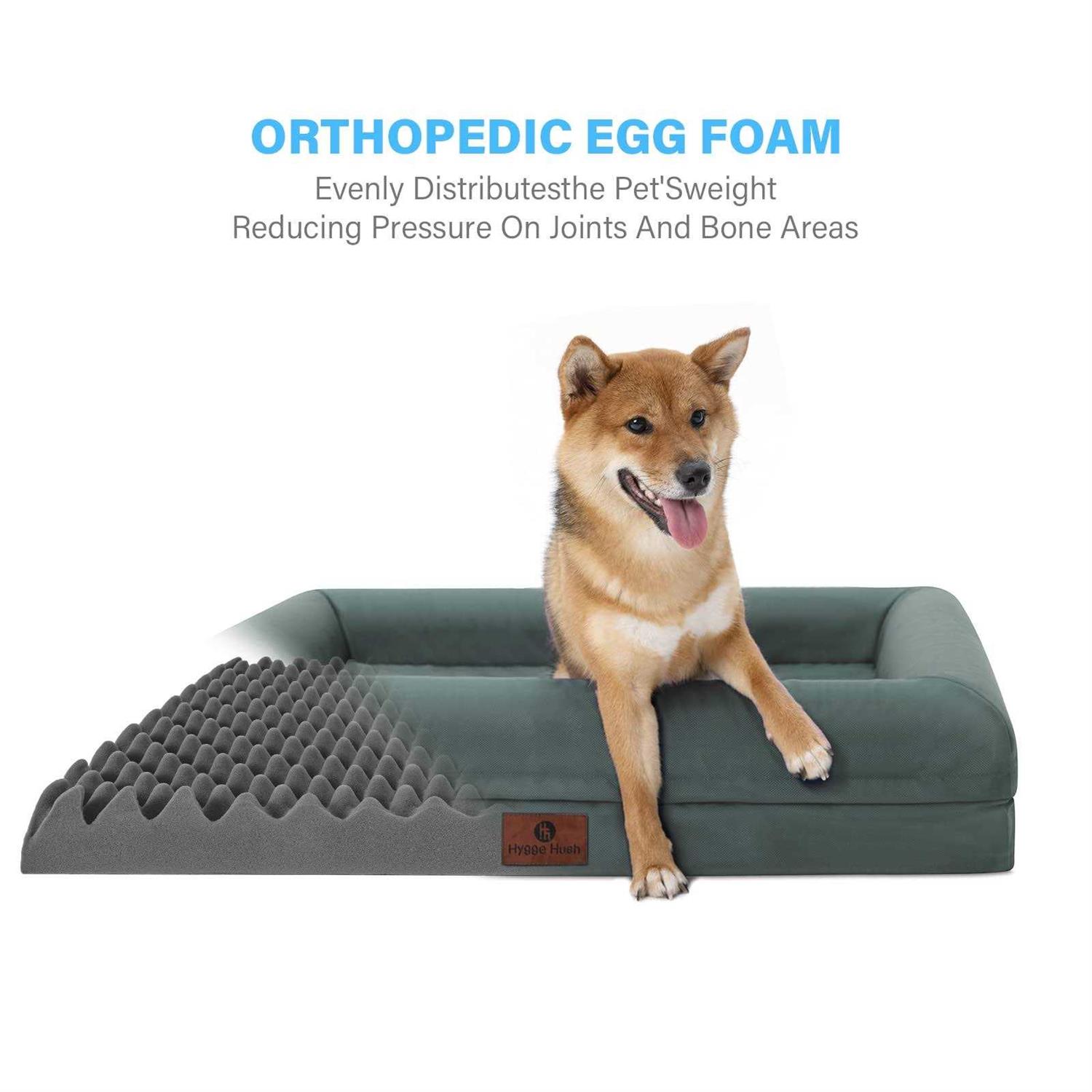 Hygge Hush Summer Waterproof Dog Bed, Washable Dog Bed with Removable Cover and Bolster