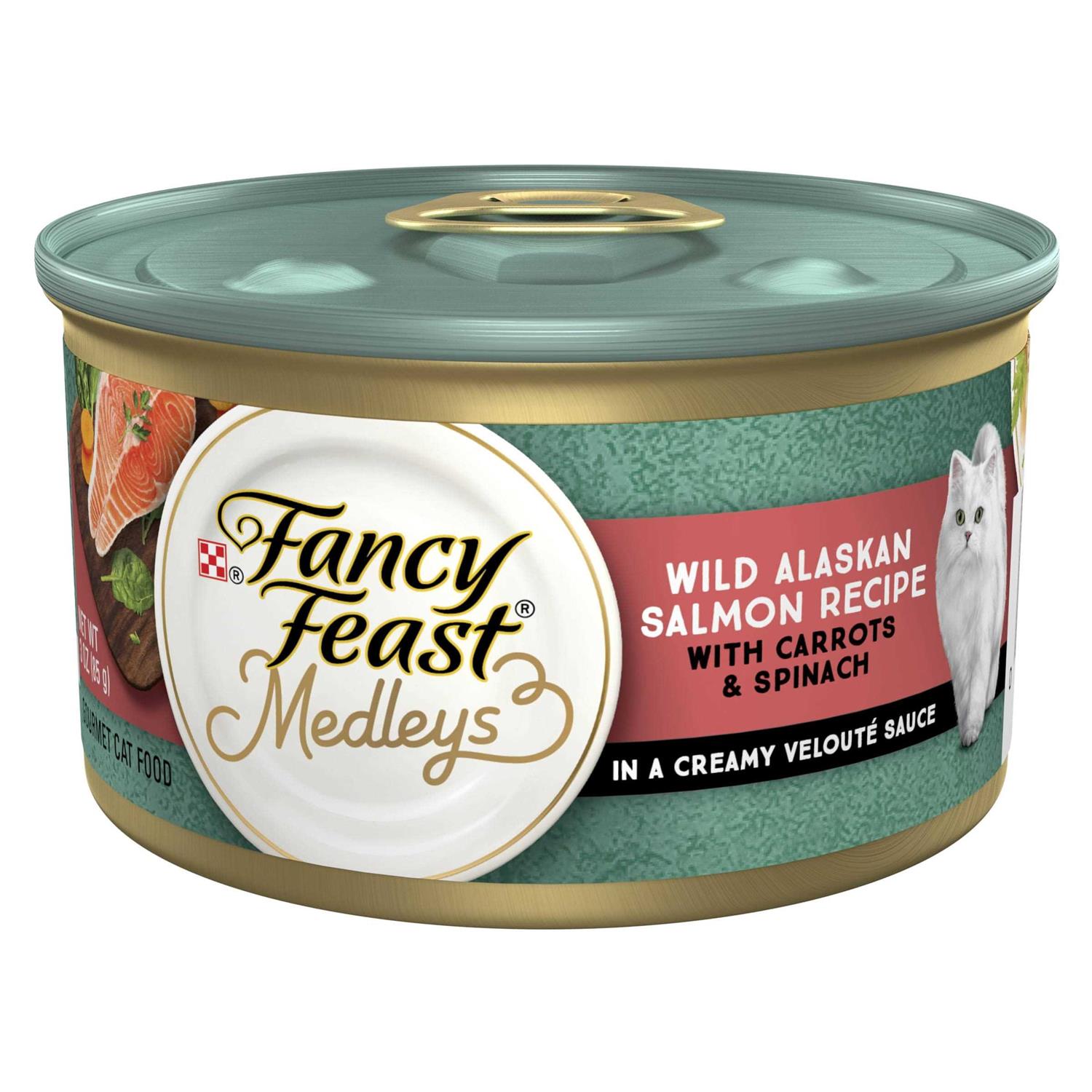 Fancy Feast High Protein Medleys Wild Alaskan Salmon Recipe With Garden Veggies in Sauce Wet Cat Food