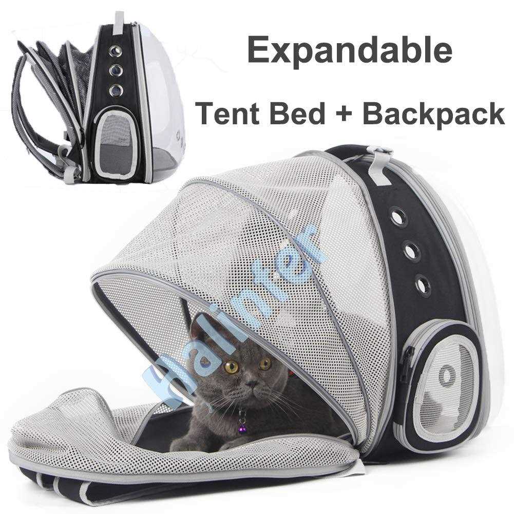 halinfer Front Expandable Cat Backpack Carrier, Fit up to 20 lbs, Space Capsule Bubble Window Pet Carrier Backpack for Large Fat Cat and Small Puppy