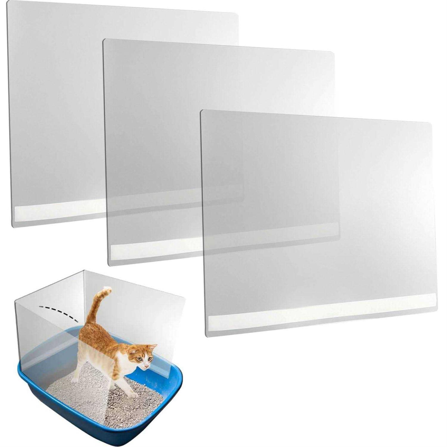 AAiphuwew 3 Pcs Cat Litter Box Pee Shields Easy Clean Anti-Splashing Flexible Litter Pan Pee Shields For Open Top Litter Pan