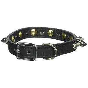 Leather Brothers Inc. 6079-bk14 Black Signature Leather Spike and Stud Dog Collar
