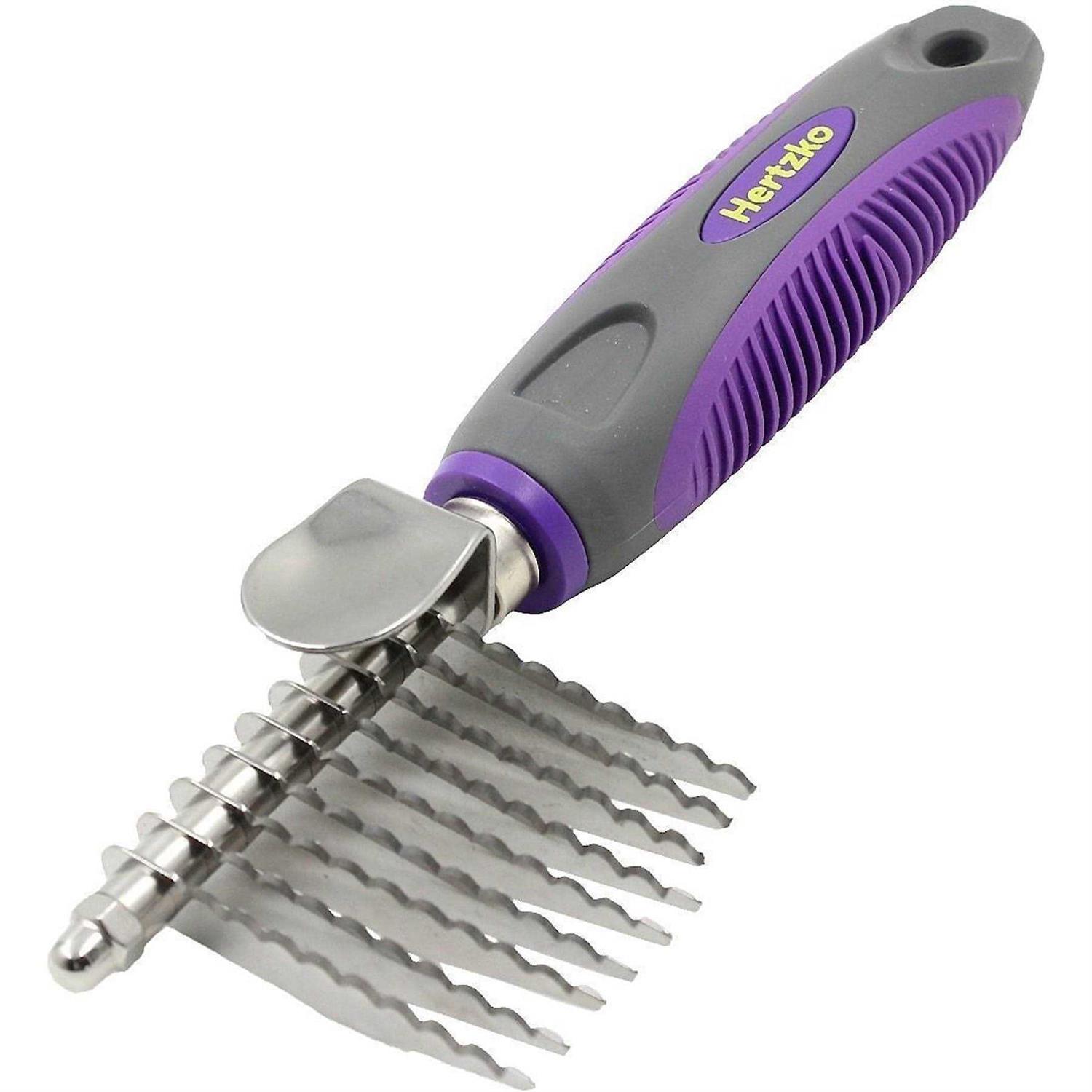 Hertzko Pet Dematting Comb for Dogs Cats Undercoat Rake Grooming Brush with Safety Edges