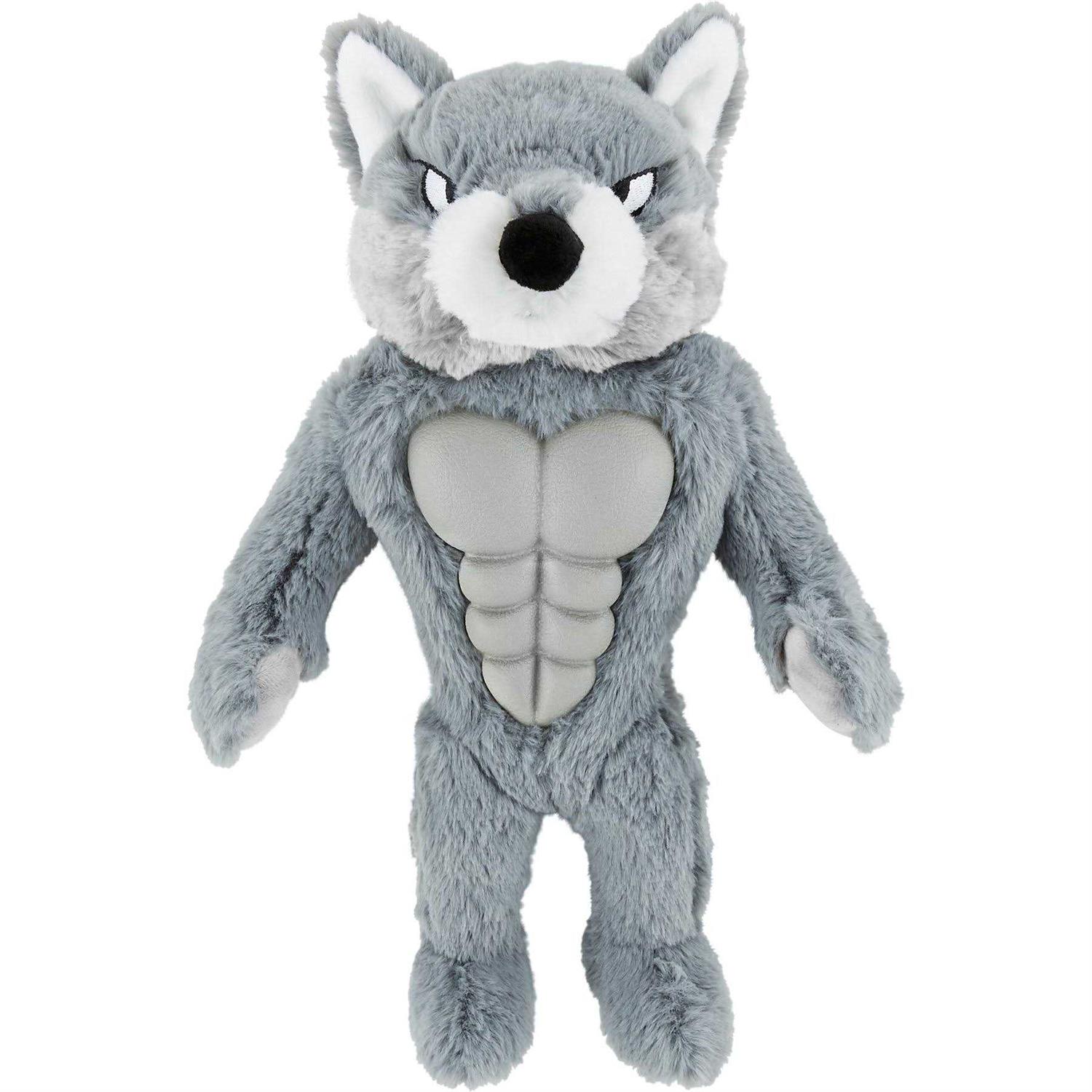Frisco Wolf Muscle Plush Squeaky Dog Toy