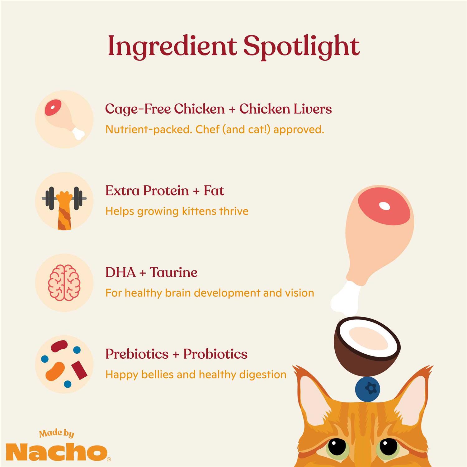 Made by Nacho Cage-Free Chicken Chicken Liver & Bone Broth Recipe Kittens Dry Cat Food
