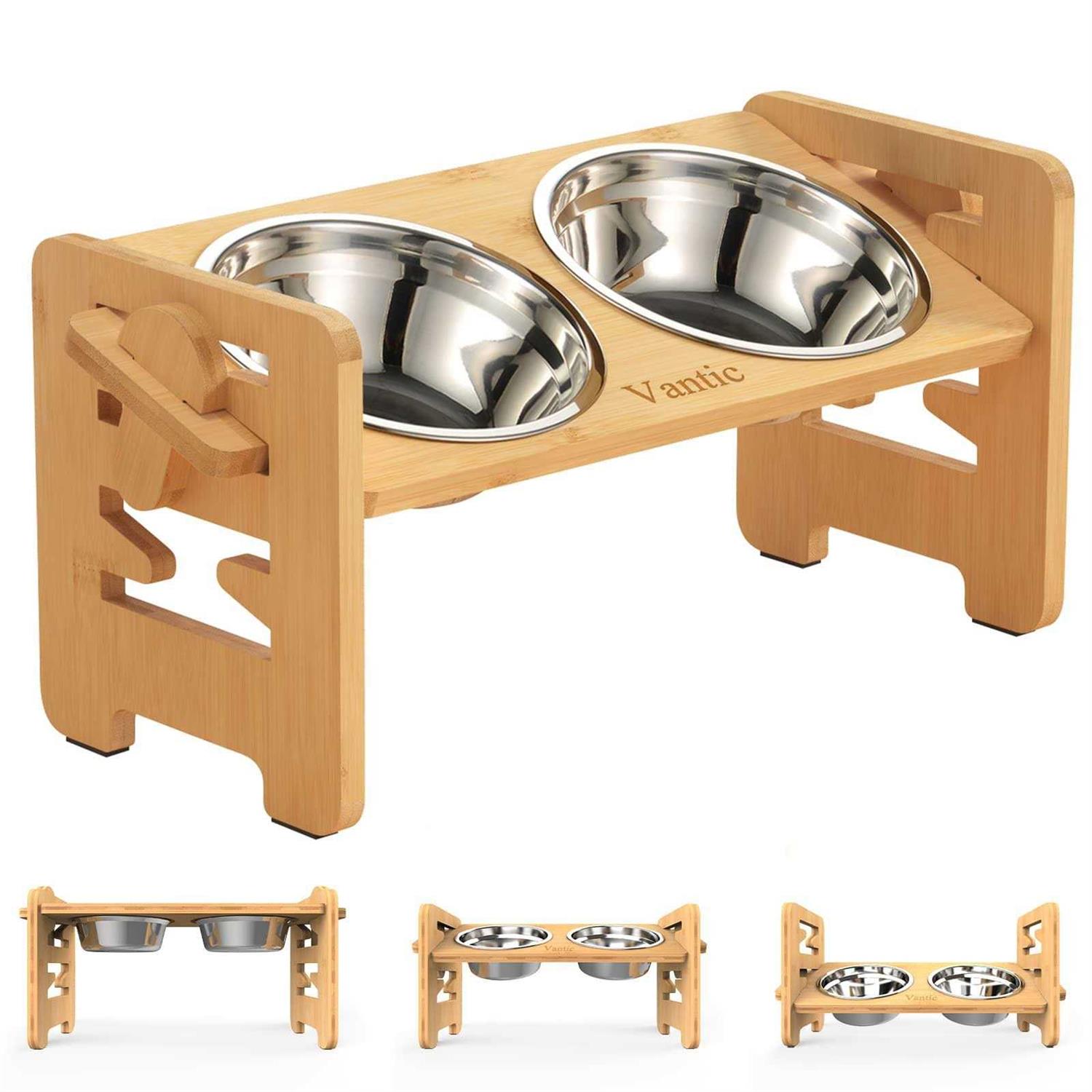 Vantic Elevated Dog Bowls-Adjustable Raised Dog Bowls with Stand for Small Size Dogs and Cats,Durable