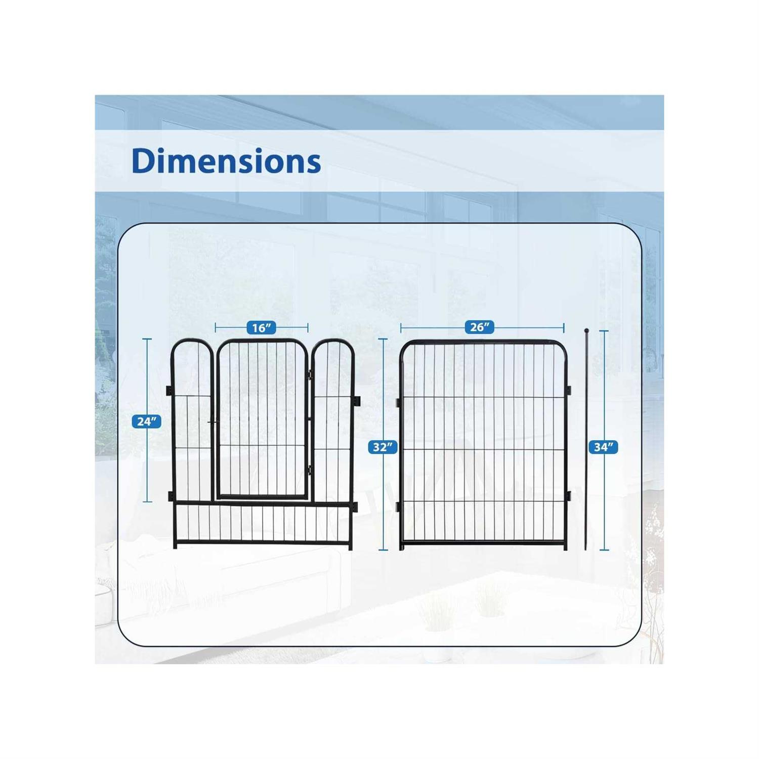 32” H 8 Panel Metal Exercise Pen with Pet Door Lifetime Home