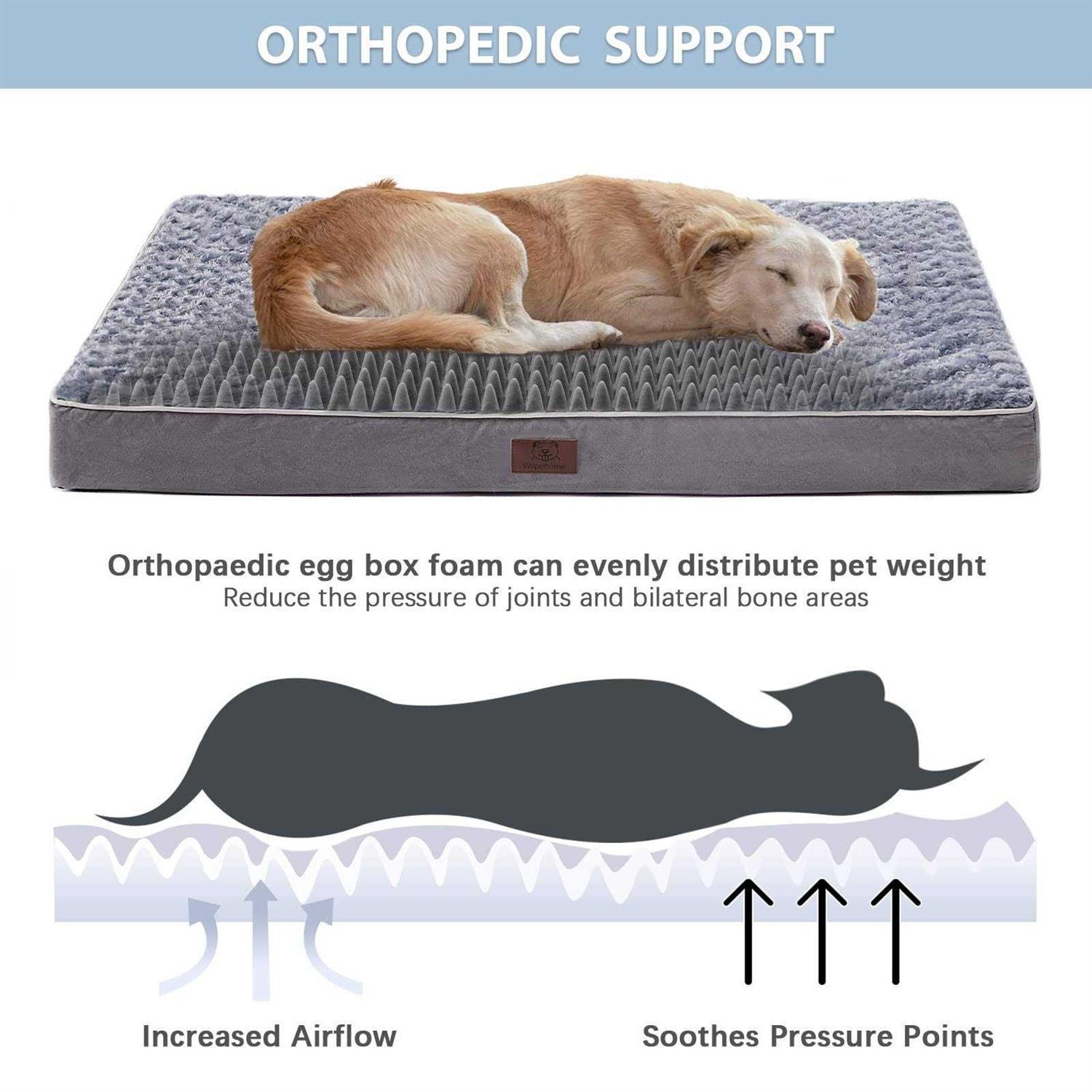 WNPETHOME Orthopedic Dog Beds for Large Dogs Extra Large Waterproof Dog Bed with Removable Washable Cover & Anti-Slip Bottom