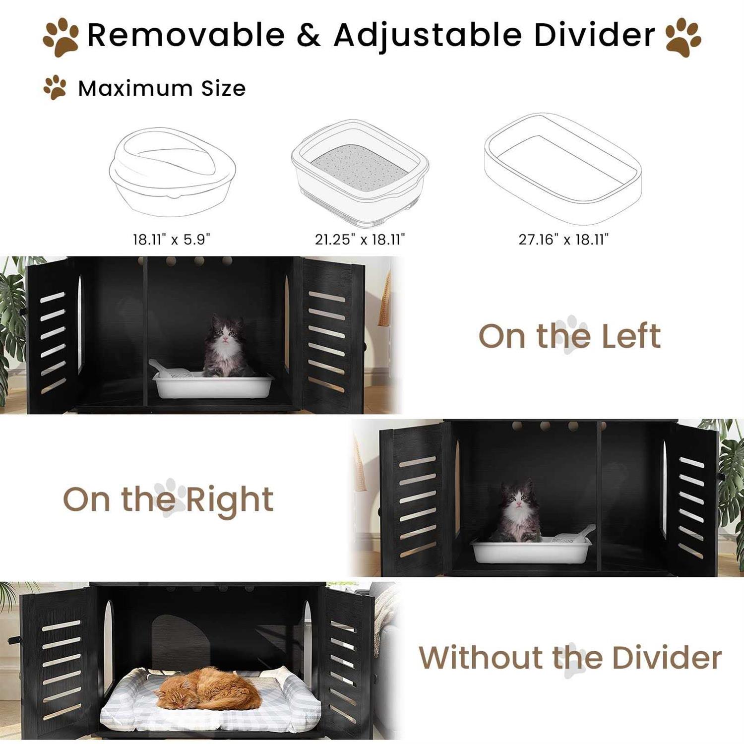Recaceik Cat Litter Box Enclosure with Cat Tree Hidden Cat Washroom Furniture with Divider