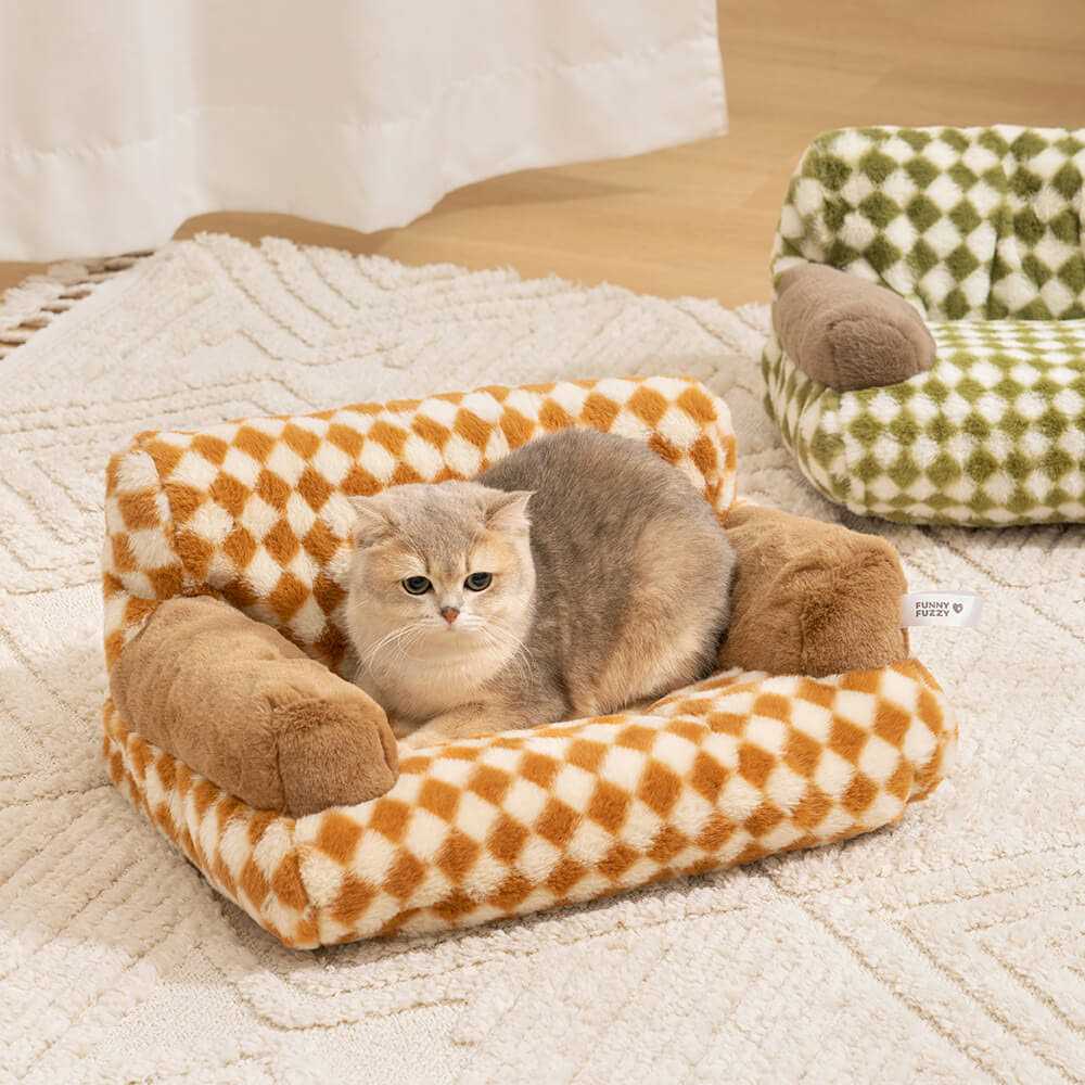FunnyFuzzy Plaid Dog & Cat Couch Bed Gift for Dog