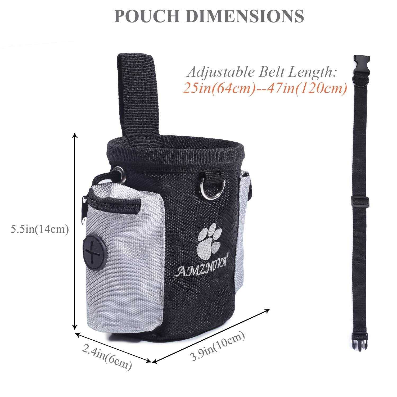 AMZNOVA Dog Treat Bag Puppy Training Pouch Animal Walking Snack Container Best Hiking Toys Pack Dispenser Carries with Waistband