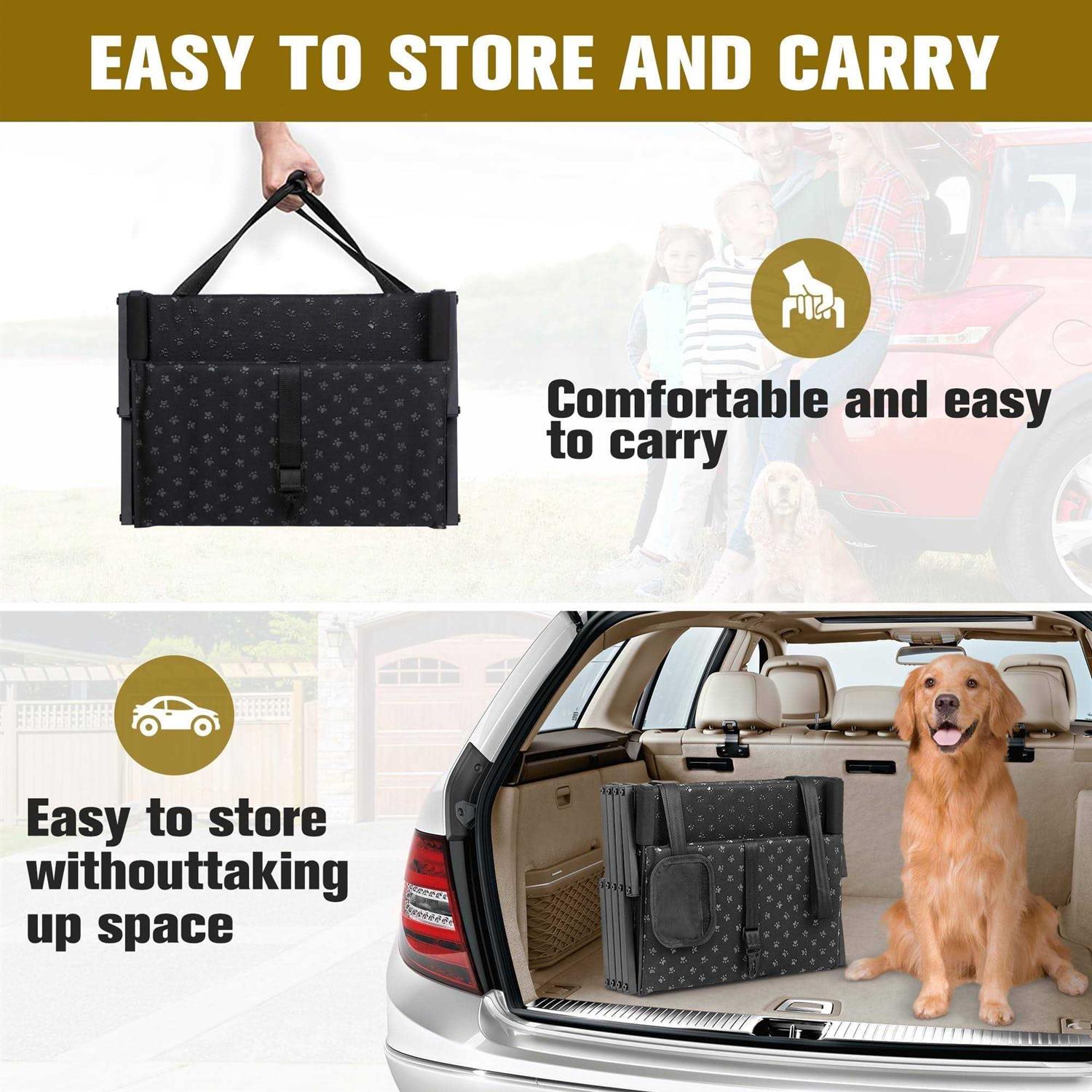 Dog Stairs for Car Foldable Dog Ramps for Large Dogs with Non Slip Surface, Portable Dog Steps for Cars and SUV