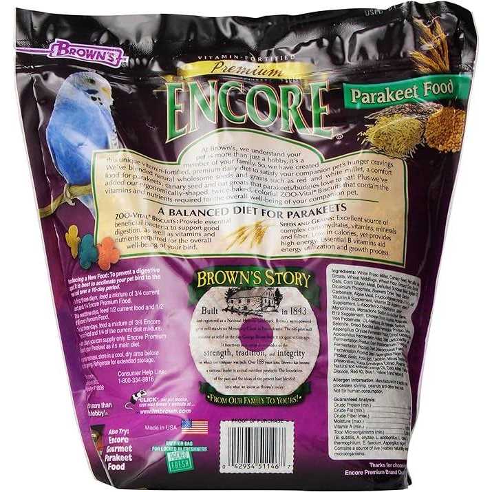 Brown’s Encore Premium Parakeet Food