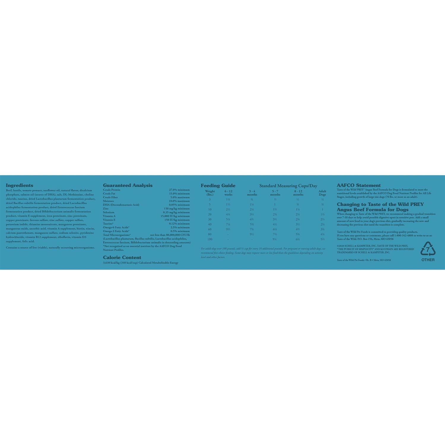 Taste of the Wild Dog Food Prey Angus Beef