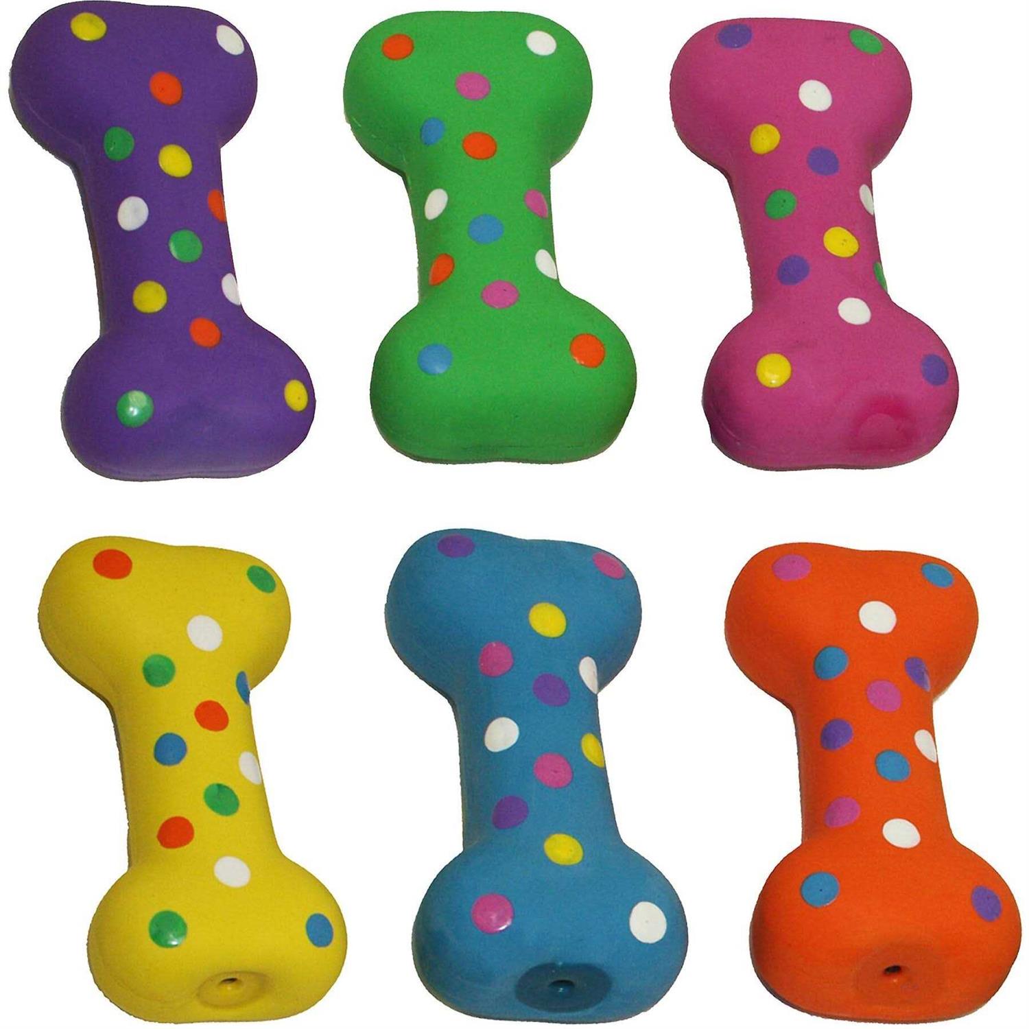 Multipet Small Latex Polka-Dot Bone Dog Toy 4