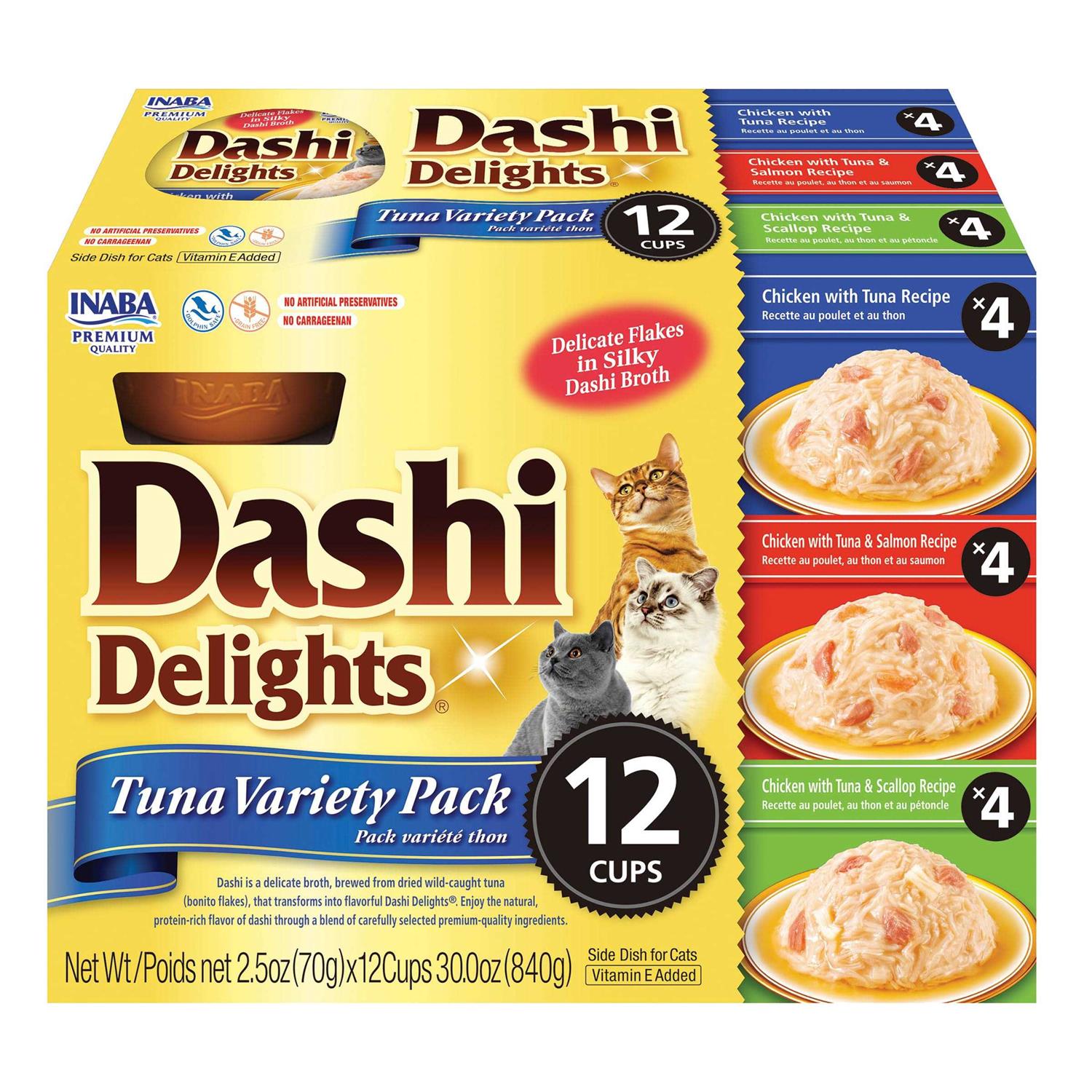 Inaba Dashi Delight Flavored Variety Pack Bits in Broth Cat Food Topping