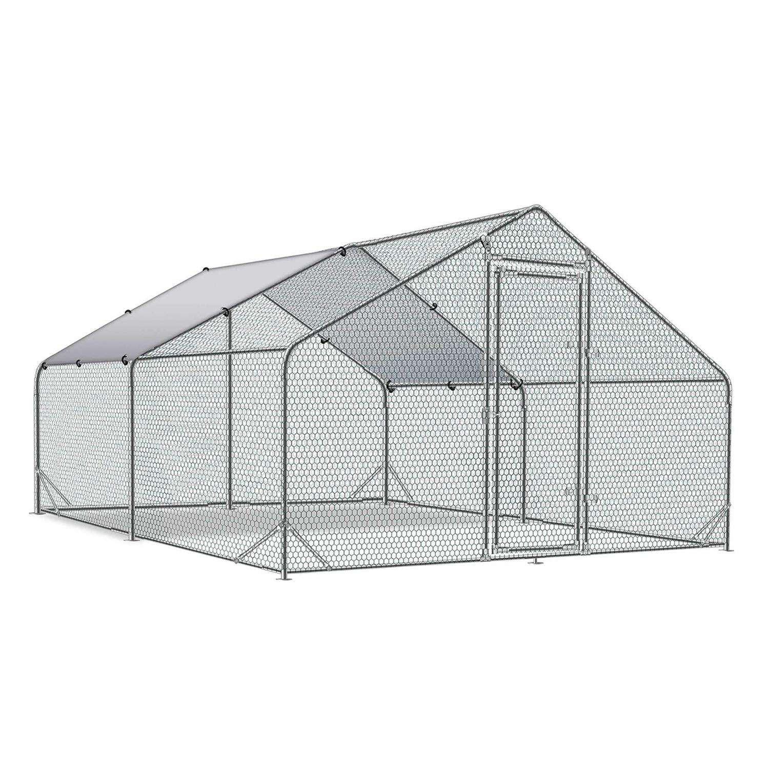 Tolead Large Metal Chicken Coop Upgrade Tri-Supporting Wire Mesh Chicken Run with Water-Resident