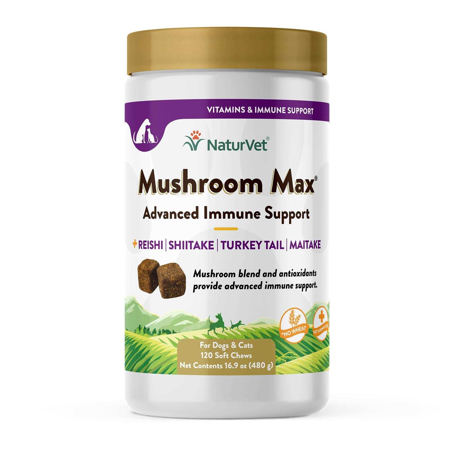 NaturVet Mushroom Max Advanced Immune Support Soft Chews for Dogs & Cats