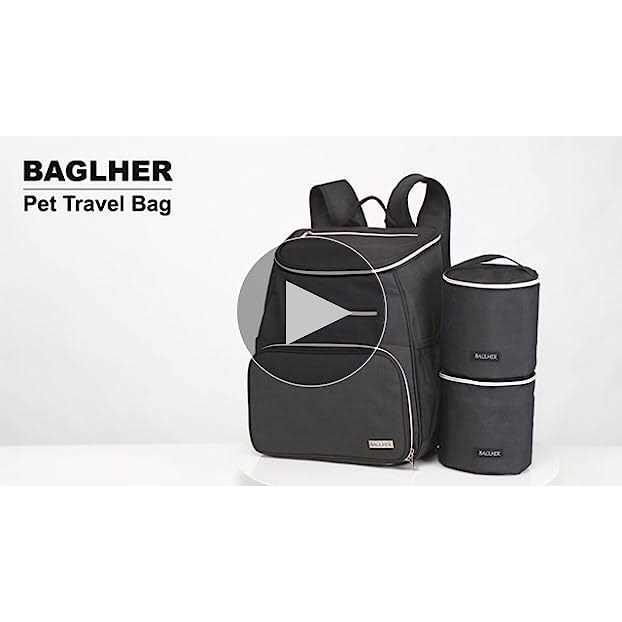 baglher Dog Travel Bag,Airline Approved Pet Supplies Backpack,Dog Travel Backpack with 2 Silicone Collapsible Bowls and 2 Food Baskets