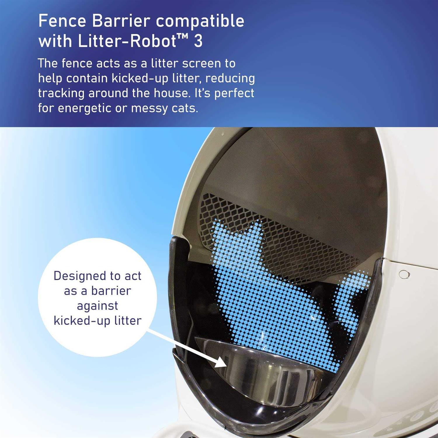 Pet Standard Fence/Litter Barrier Compatible with Litter-Robot 3 Connect, Reduces Tracking, Helps Contain Kicked-Up Litter and Prevent Messes