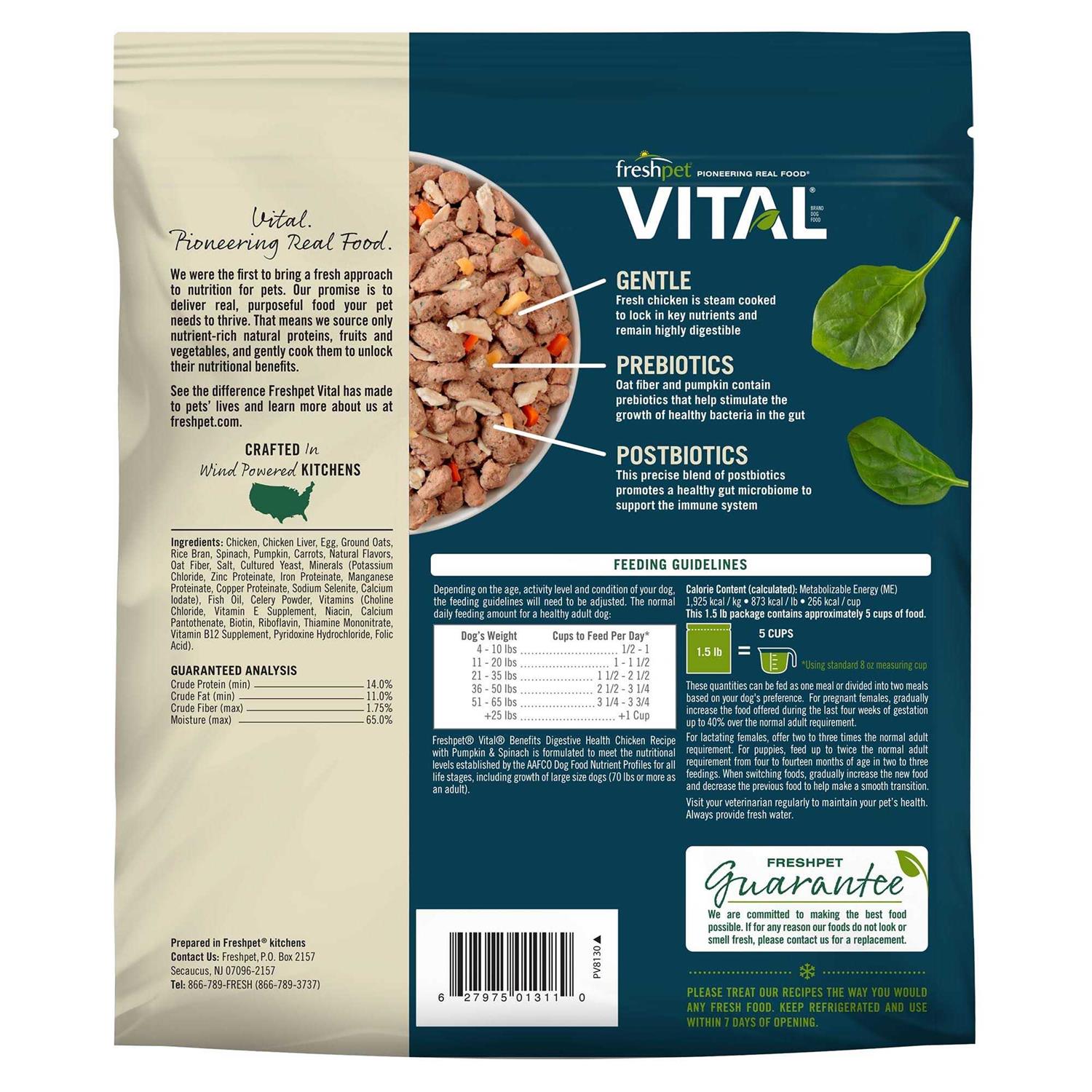 Freshpet Vital Benefits Digestive Health Chicken Recipe Dog Food