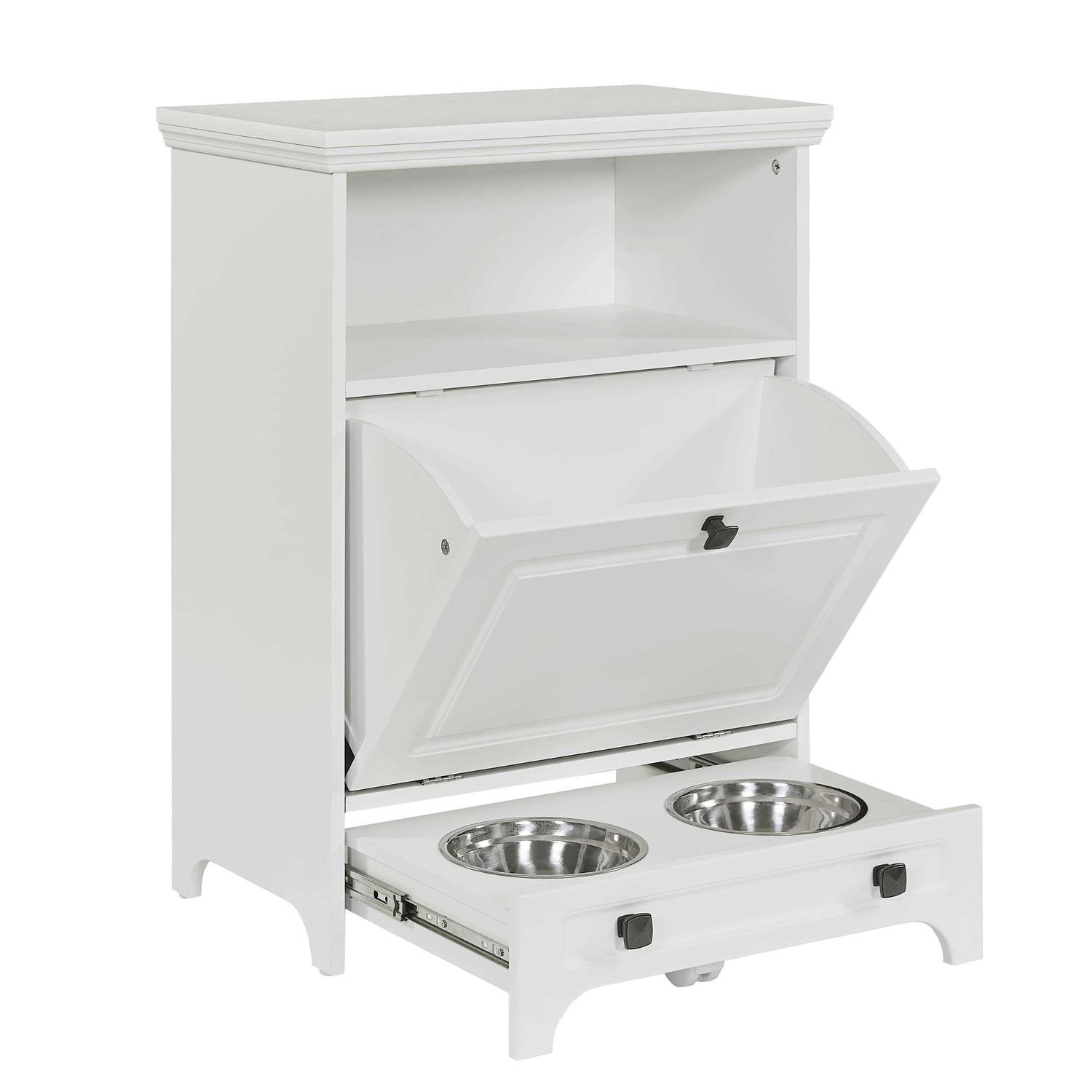 roomfitters Modern Pet Feeding Station Furniture with 2 Elevated Dog Bowls