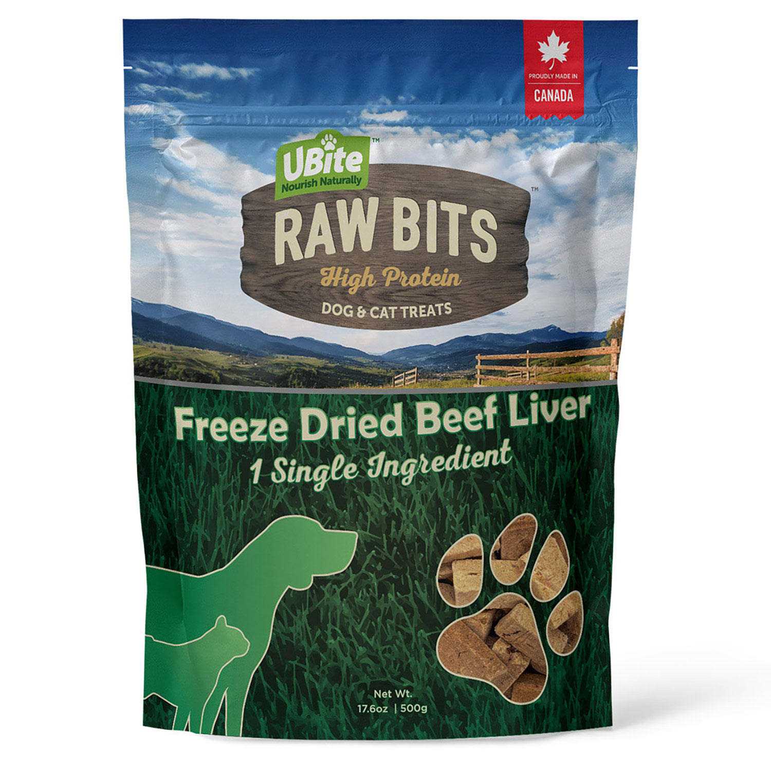 UBite Raw Bits Freeze-Dried Beef Liver Dog + Cat Treats