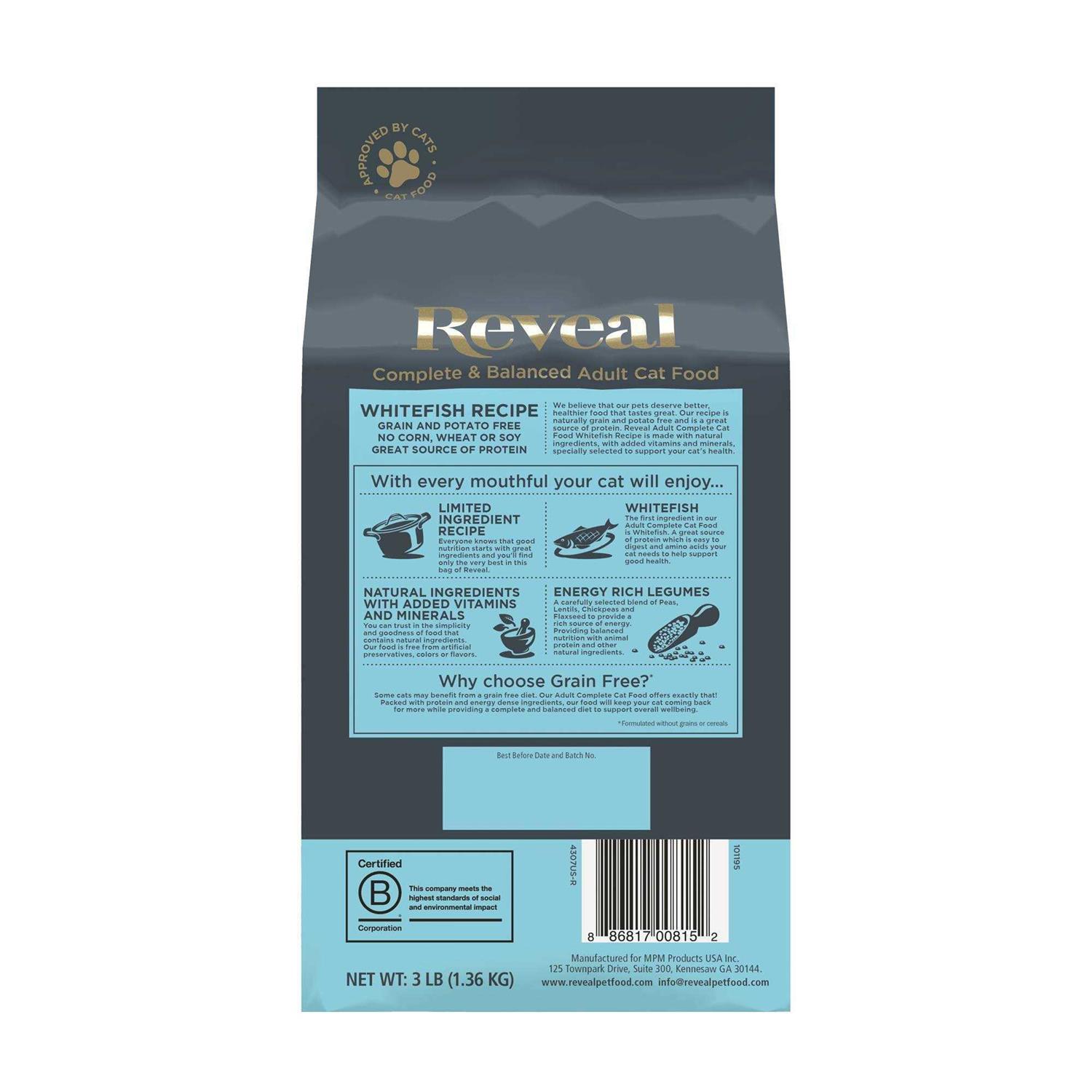 Reveal Grain Free Whitefish Recipe Natural Complete & Balanced Dry Cat Food