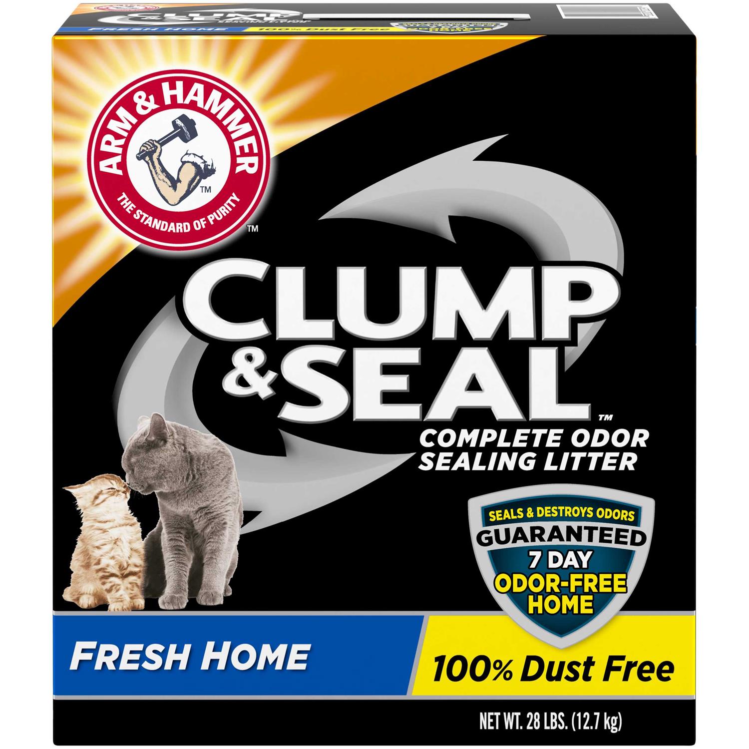 Arm & Hammer Litter Clump & Seal Complete Odor Sealing Clumping Cat Litter, Fresh Home with Ultra Odor Blasters with 10 Days of Odor Control, 28-lb
