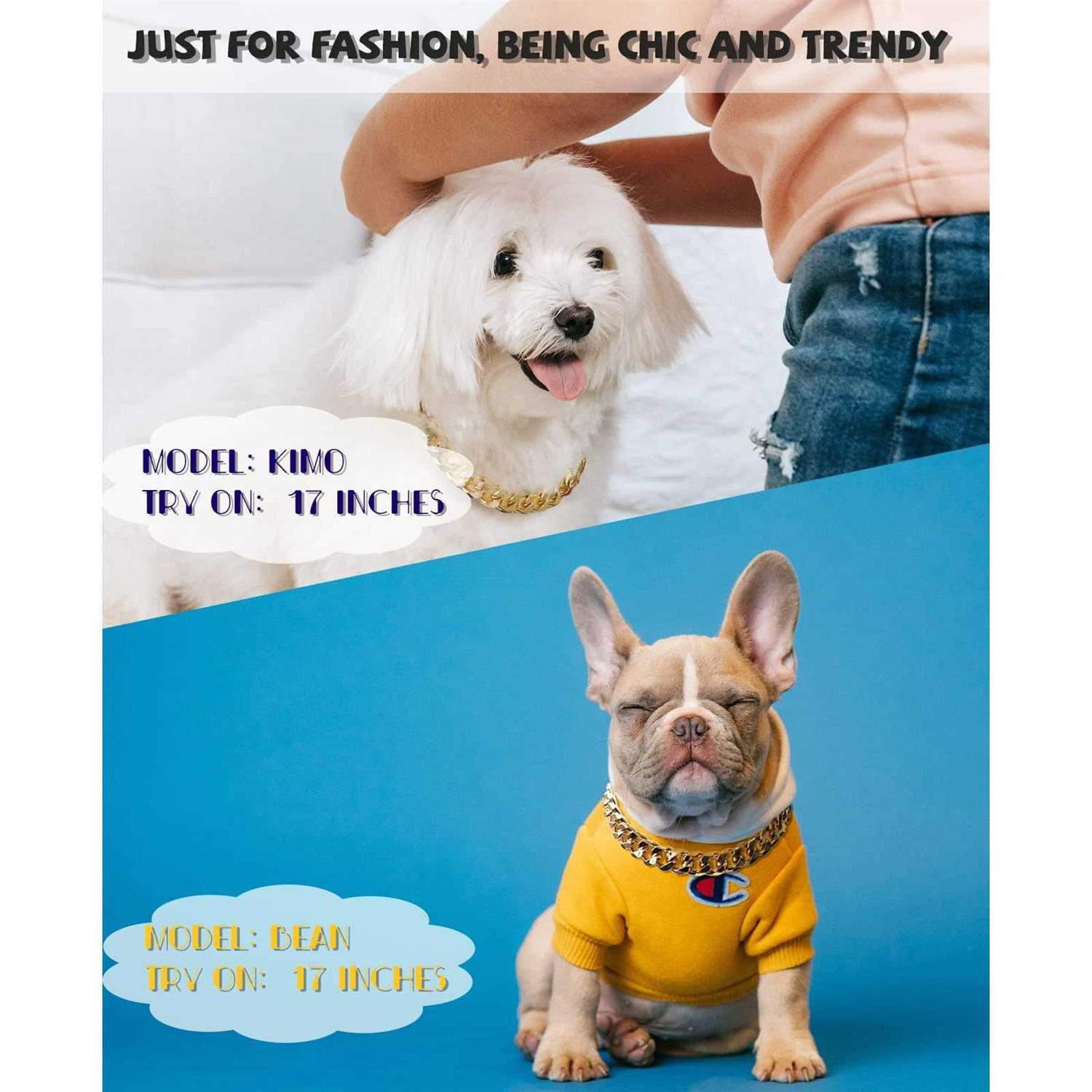 PP cOLOR gold chain Dog collar-34 Width cuban Link Dog Necklace