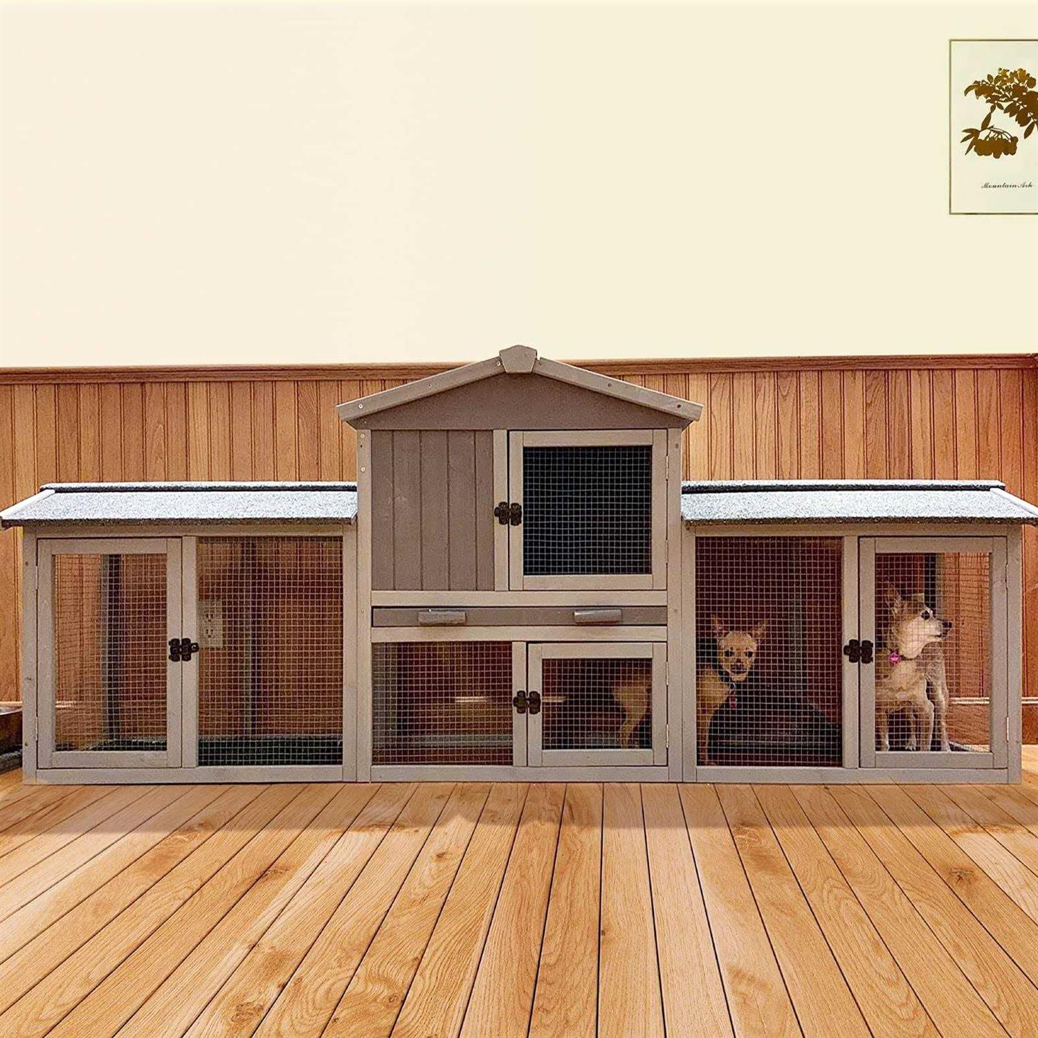 GUTINNEEN Rabbit Hutch chicken coop 87.8 Large Outdoor Bunny cage with Removable PVc Layer