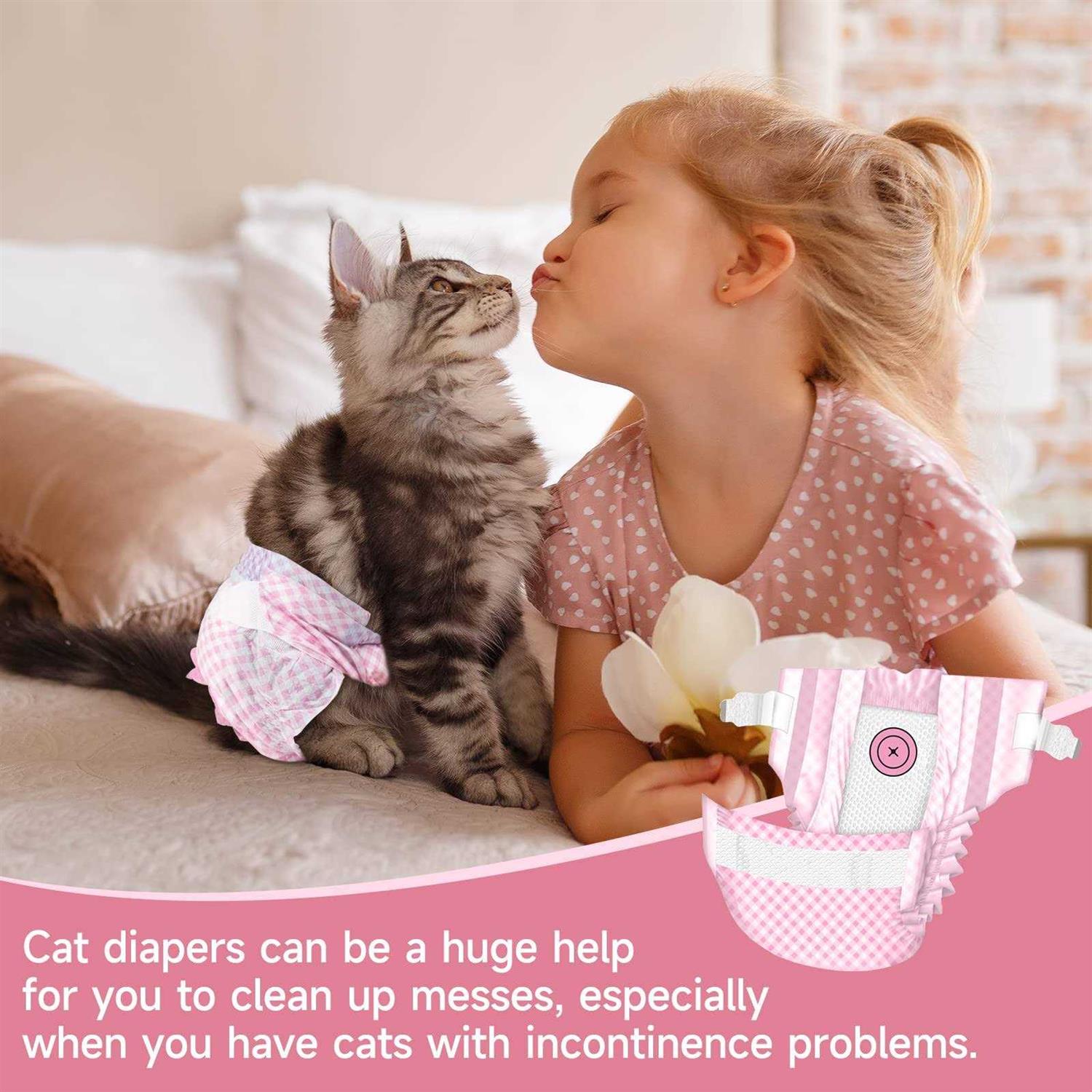 Pet Soft Disposable cat Diapers Diapers for Female Male cats Puppy Doggie Diapers for Female Dogs with Adjustable Foam Tail Hole