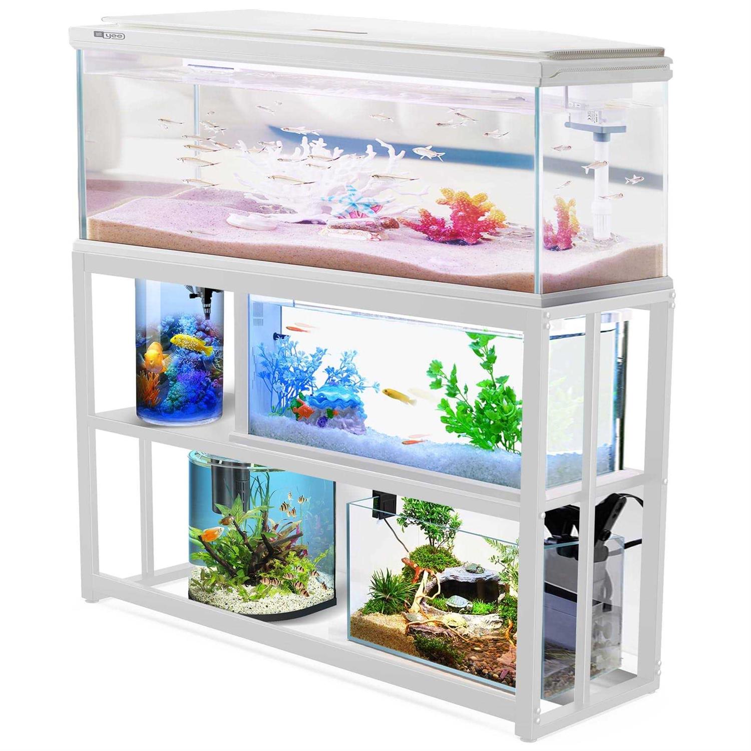 Fizgot White Fish Tank Stand Metal Aquarium Stand,55-75 Gallon Aquarium Turtle Tank, 48.4 x 14.8 x 29.1Inch, Reptile Terrariums and Breeder Tank